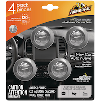 Assainisseur d'air à pince pour bouche d'air de voiture Armor All, voiture neuve, paq. 4 Front_Flat