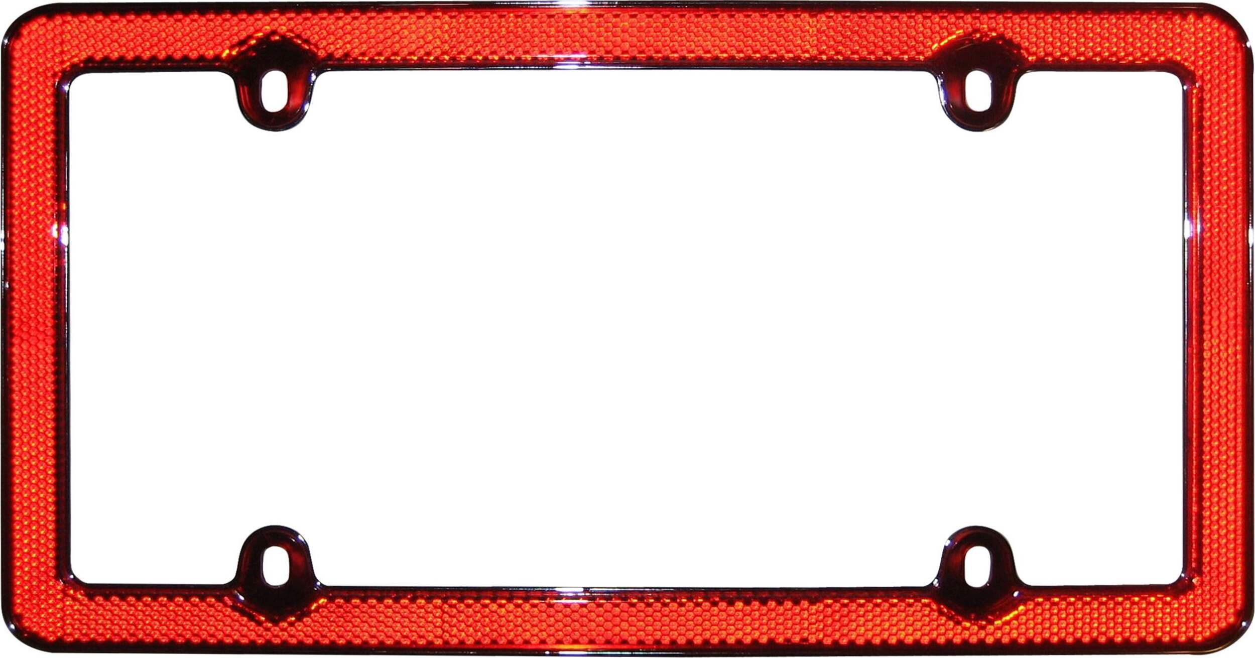 Red Reflector License Plate Frame Front_Flat