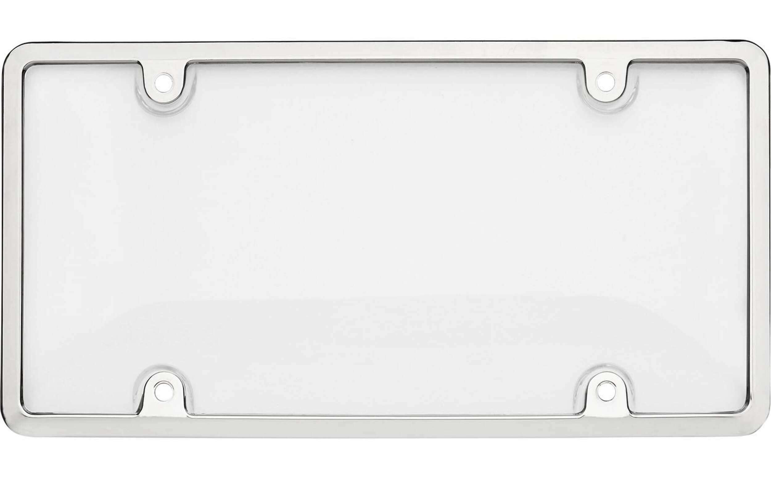 Chrome License Plate Frame With Clear Shield Front_Flat