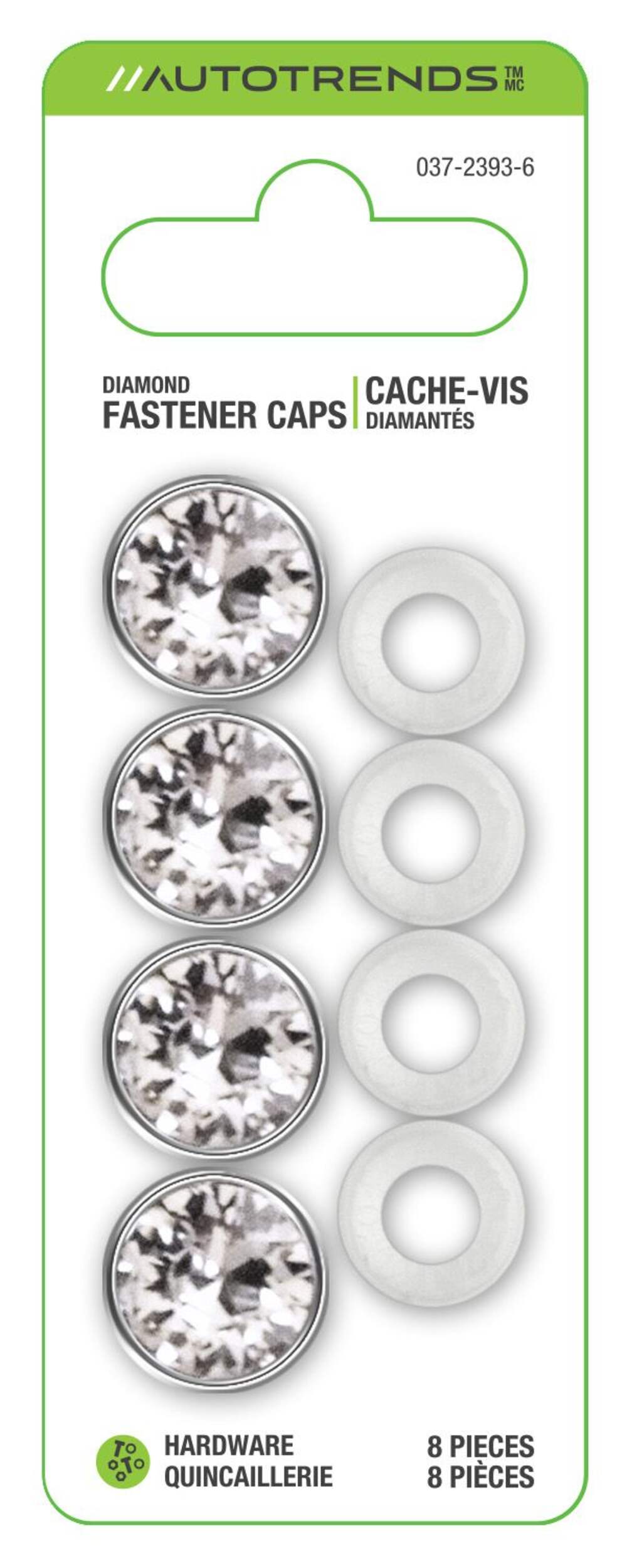 Auto Trends Diamond License Plate Fasteners Front_Flat