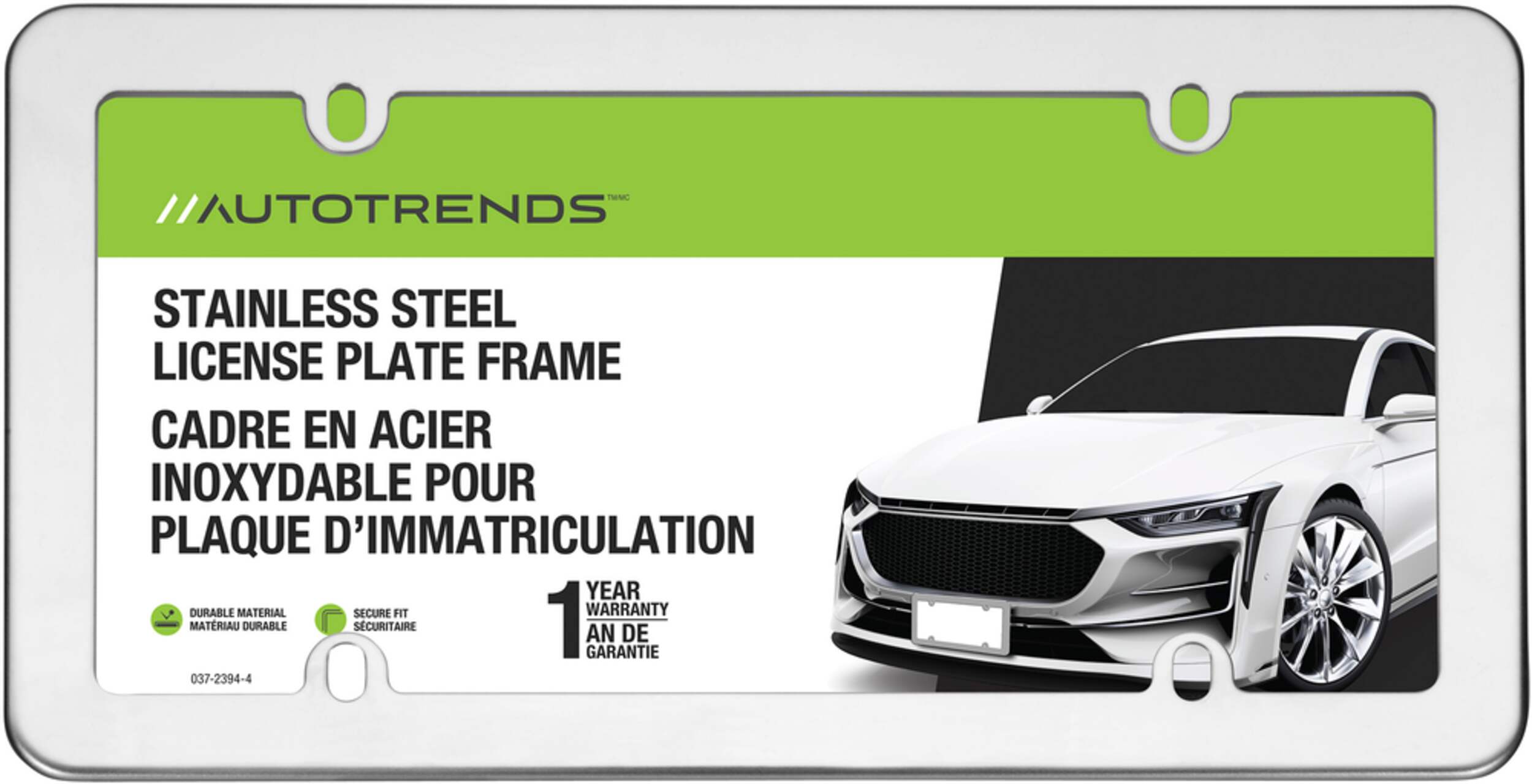 Auto Trends Stainless Steel License Plate Frame Front_Flat
