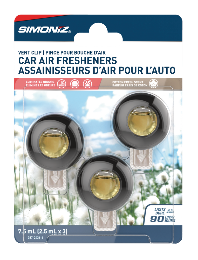 Simoniz Vent Clip Car Air Freshener, Cotton, 3pk Canadian Tire