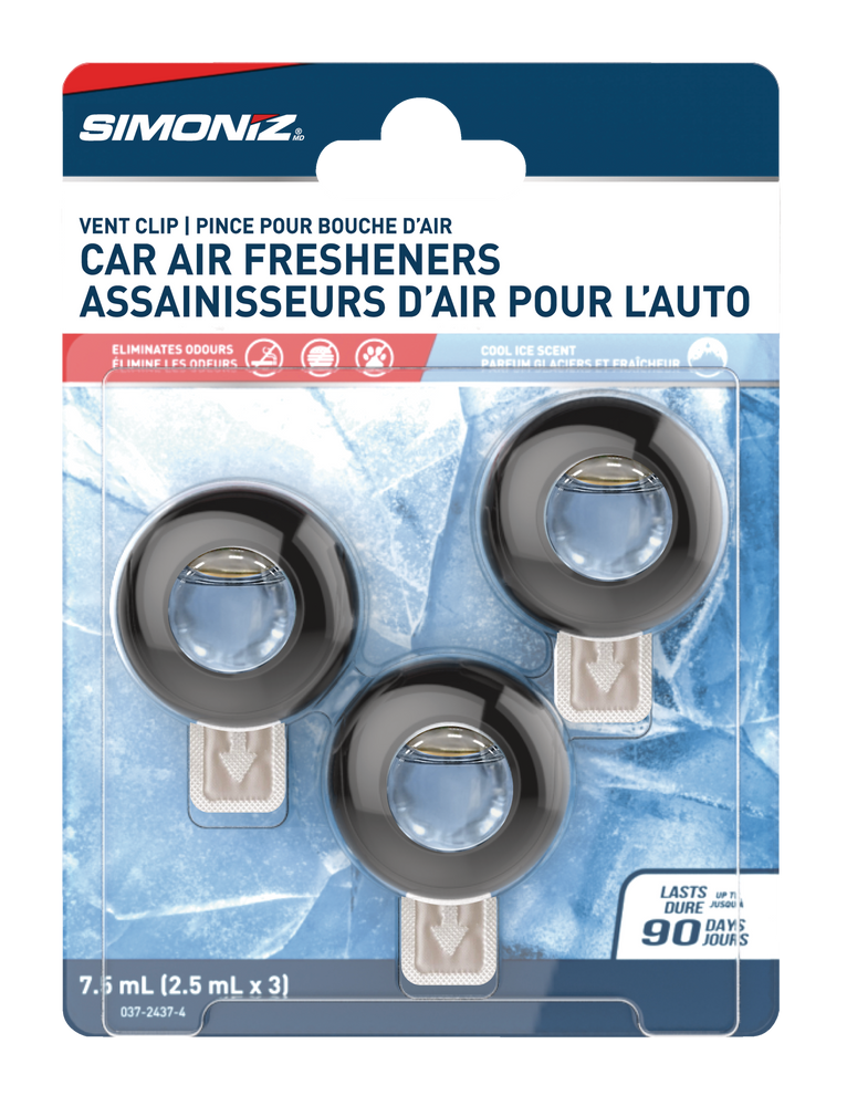 Simoniz Vent Clip Car Air Freshener, Cool Ice, 3pk Canadian Tire