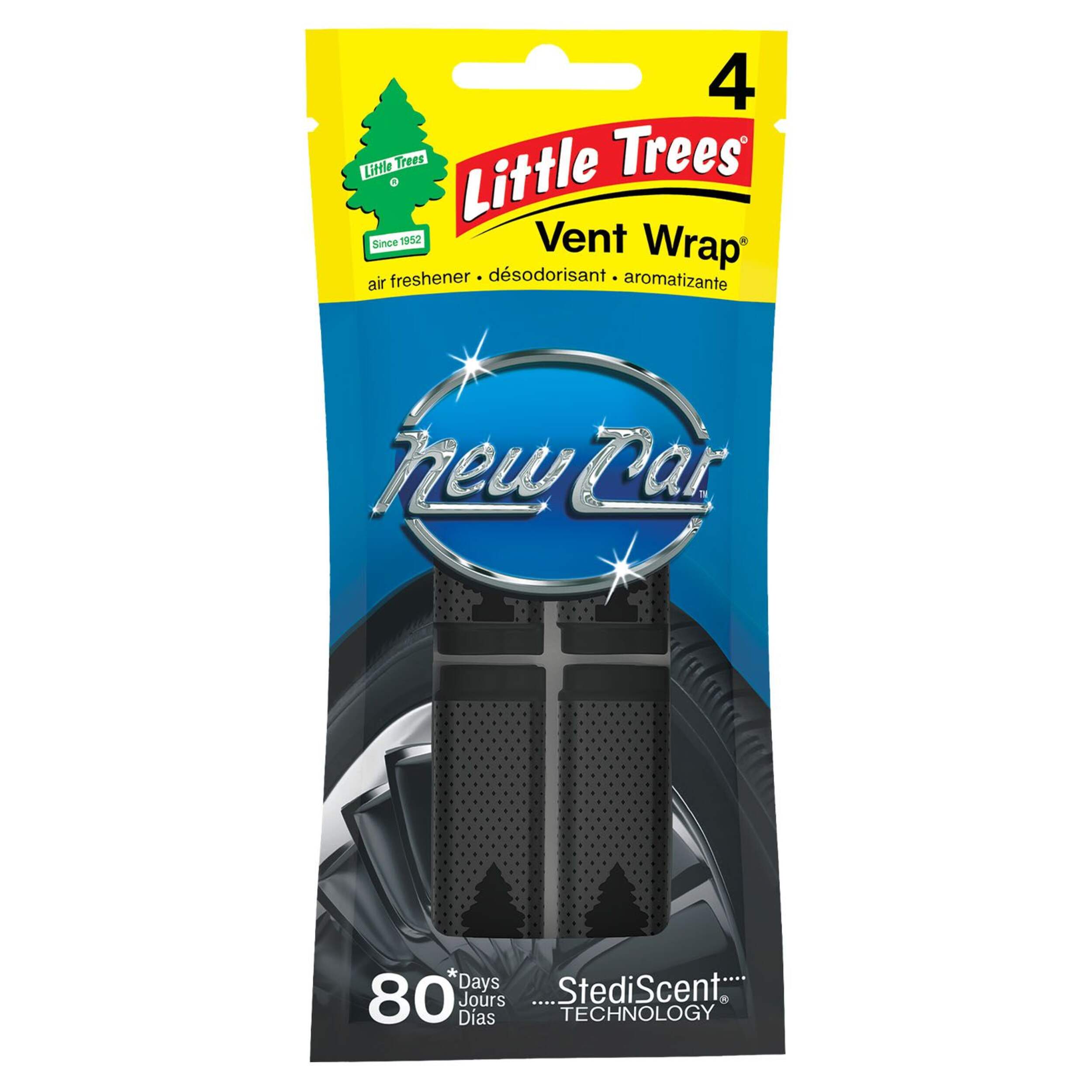 Little Trees Vent Wrap Air Freshener, New Car, 4-pk Front_Flat