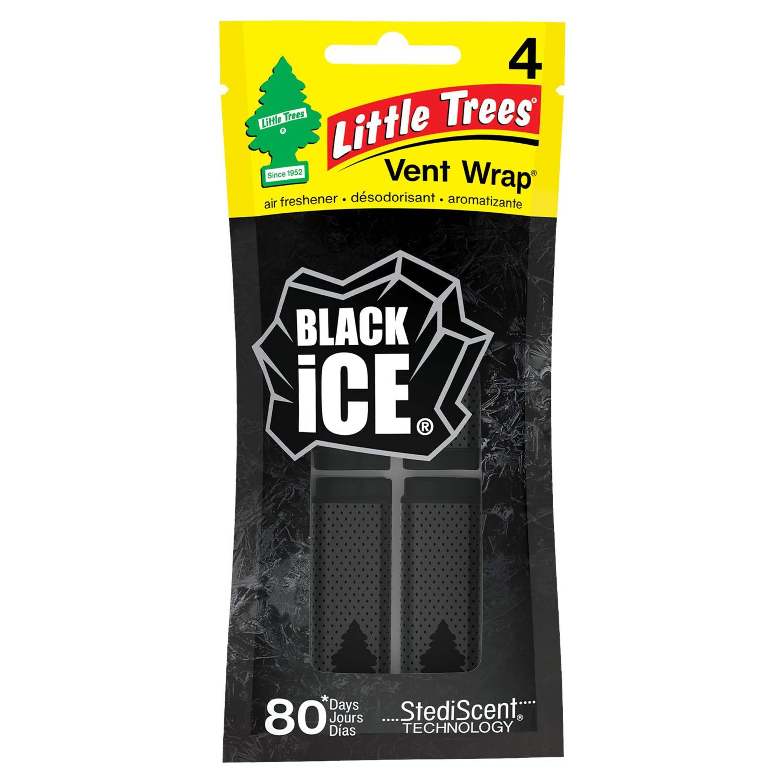 Little Trees Vent Wrap Air Freshener, Black Ice, 4-pk Front_Flat