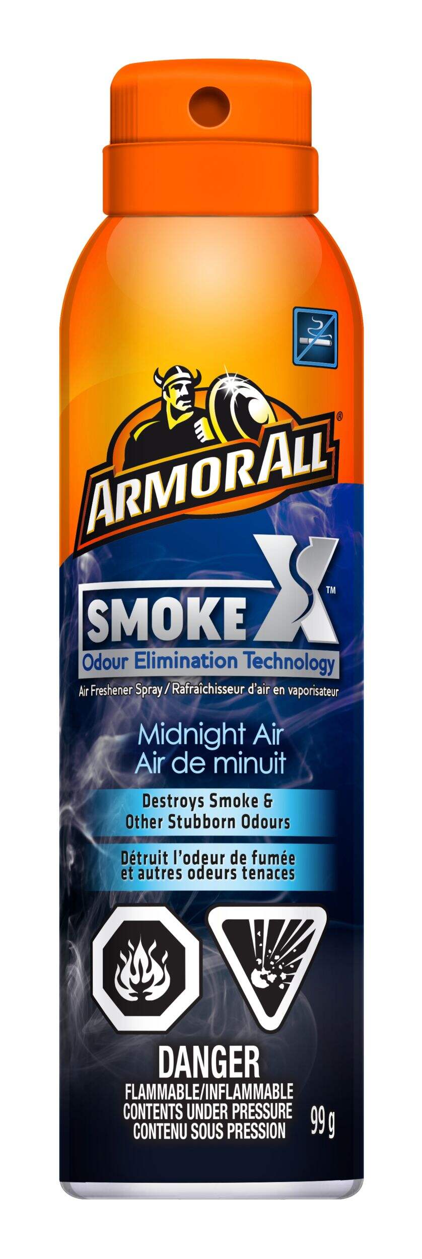 Assainisseur d'air en aérosol Armor All Smoke X, Brise de minuit Front_Flat