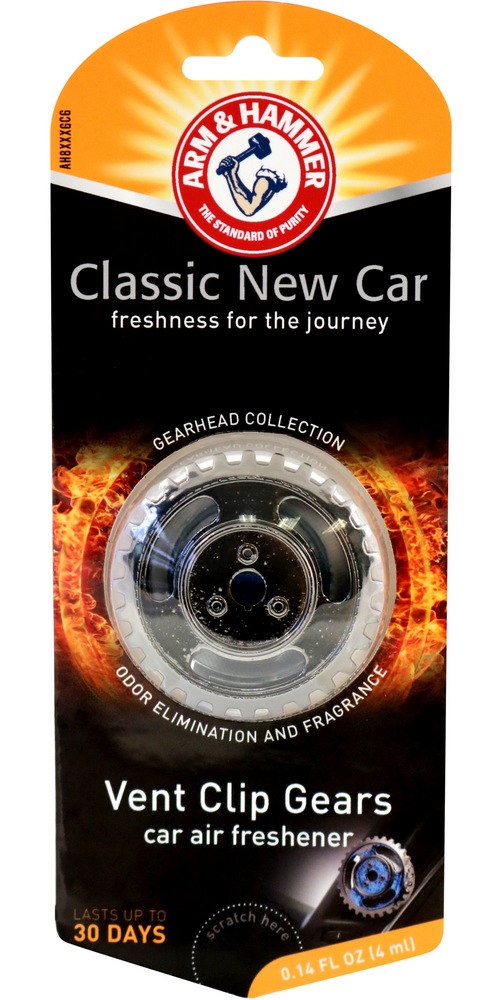 Arm & Hammer Vent Clip Car Air Freshener, Gearhead Collection, New Car