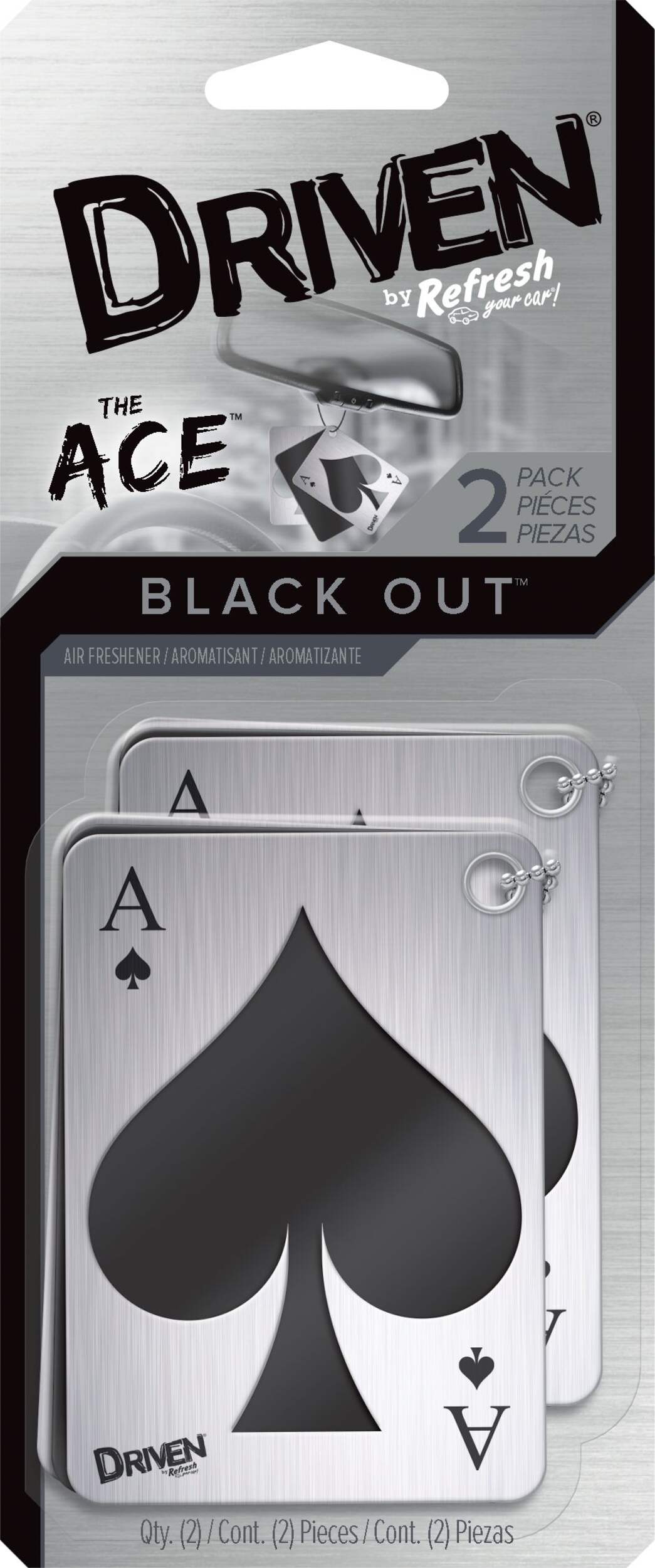 Driven Ace Auto Air Freshener, Black Out Front_Flat