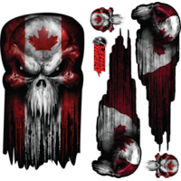 Lethal Threat Canadian Skull Series Vinyl Decal Set, 5-pc Front_Flat