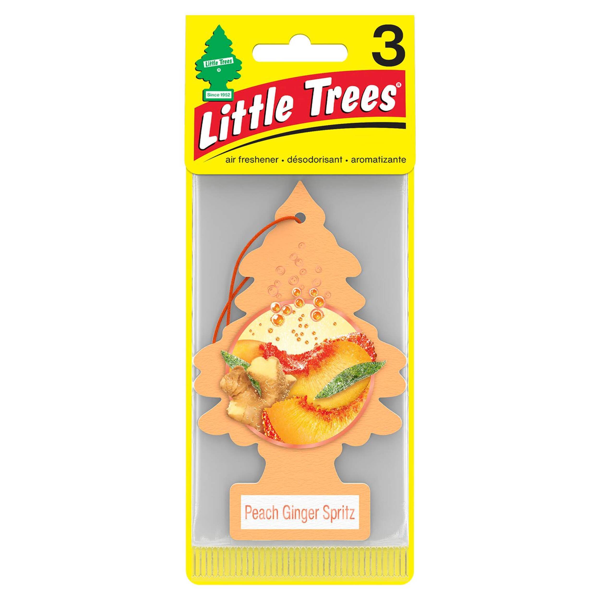 Little Trees Peach Ginger Hanging Car Air Freshener, 3-pk Front_Flat