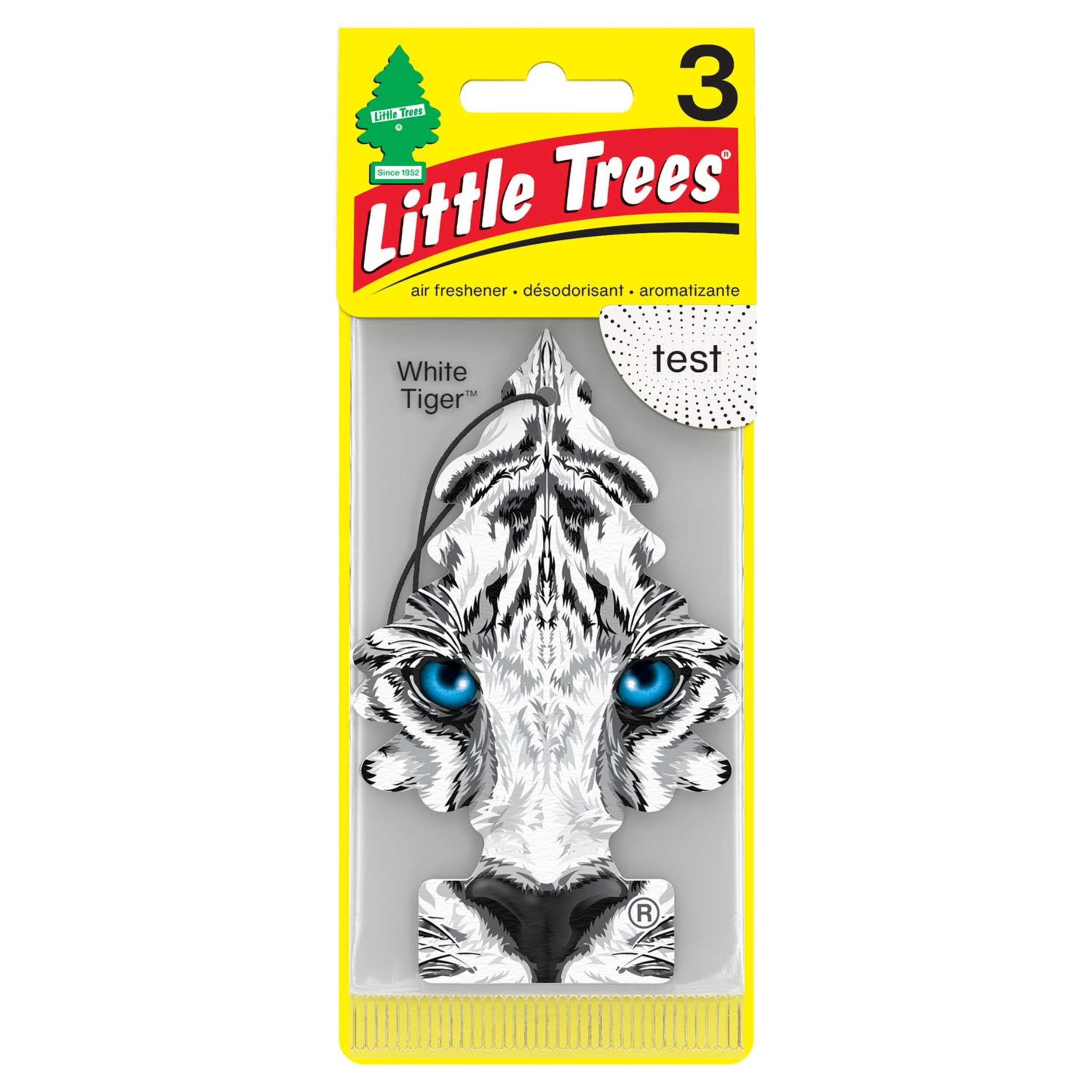 Little Trees White Tiger Hanging Car Air Freshener, 3-pk Front_Flat