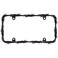 AutoTrends Black Barbed Wire License Plate Frame Front_Flat