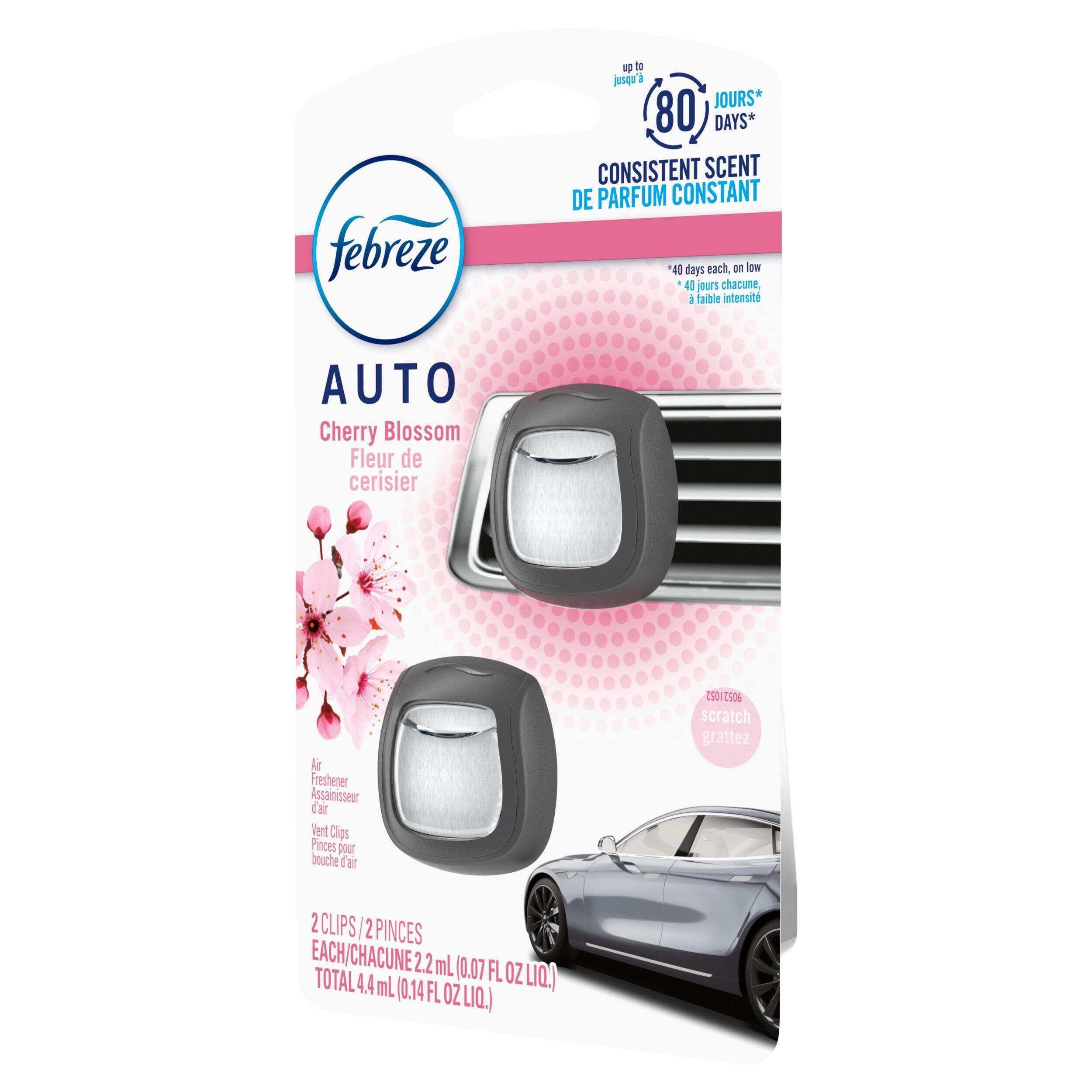 Febreze Auto Cherry Blossom Vent Clip Air Freshener, 2-pk Front_Flat
