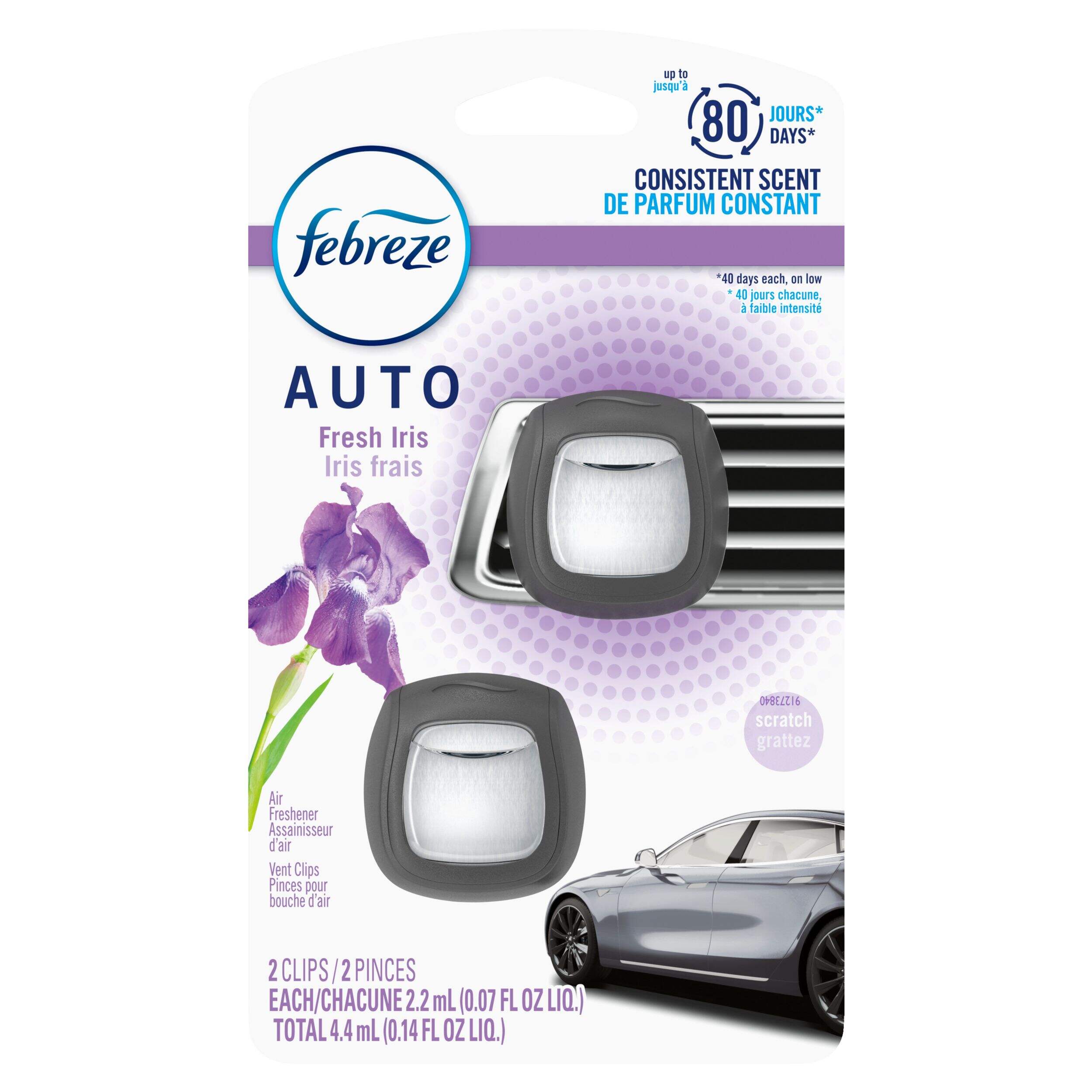 Febreze Auto Fresh Iris Vent Clip Air Freshener, 2-pk Front_Flat