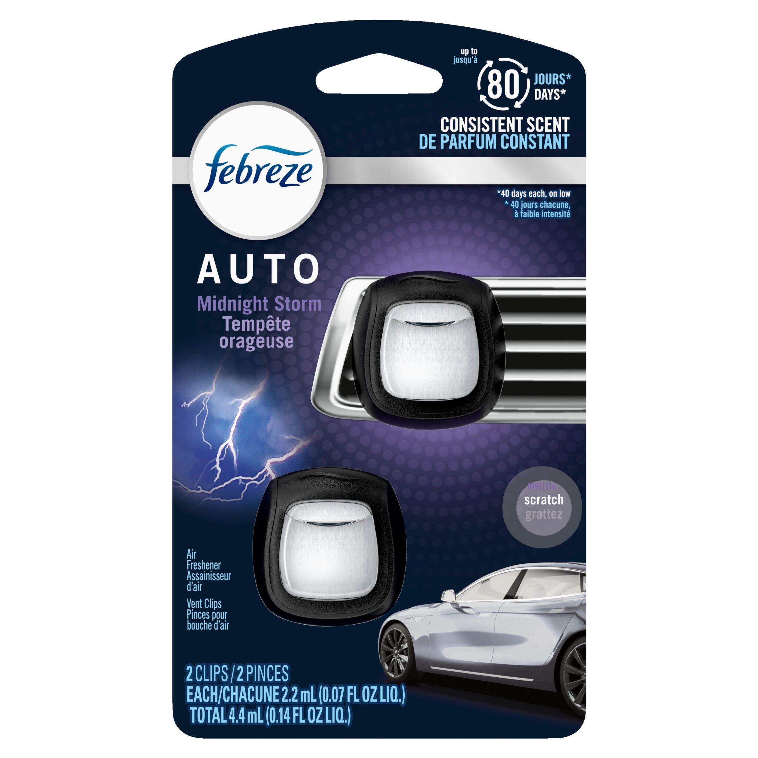 Febreze Auto Midnight Storm Vent Clip Air Freshener, 2-pk Front_Flat