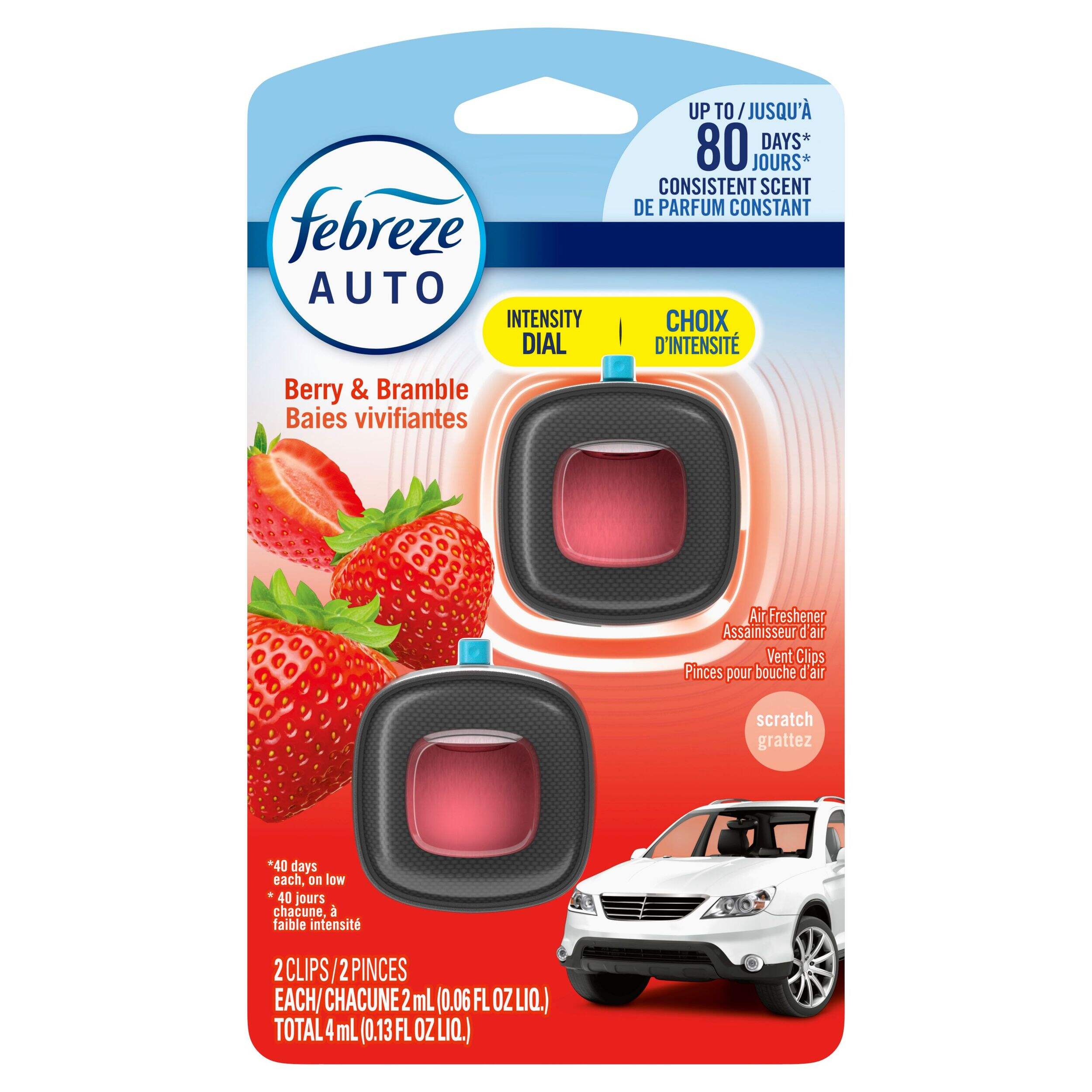 Febreze Car Berry and Bramble Vent Clip Air Freshener, 2-pk Front_Flat