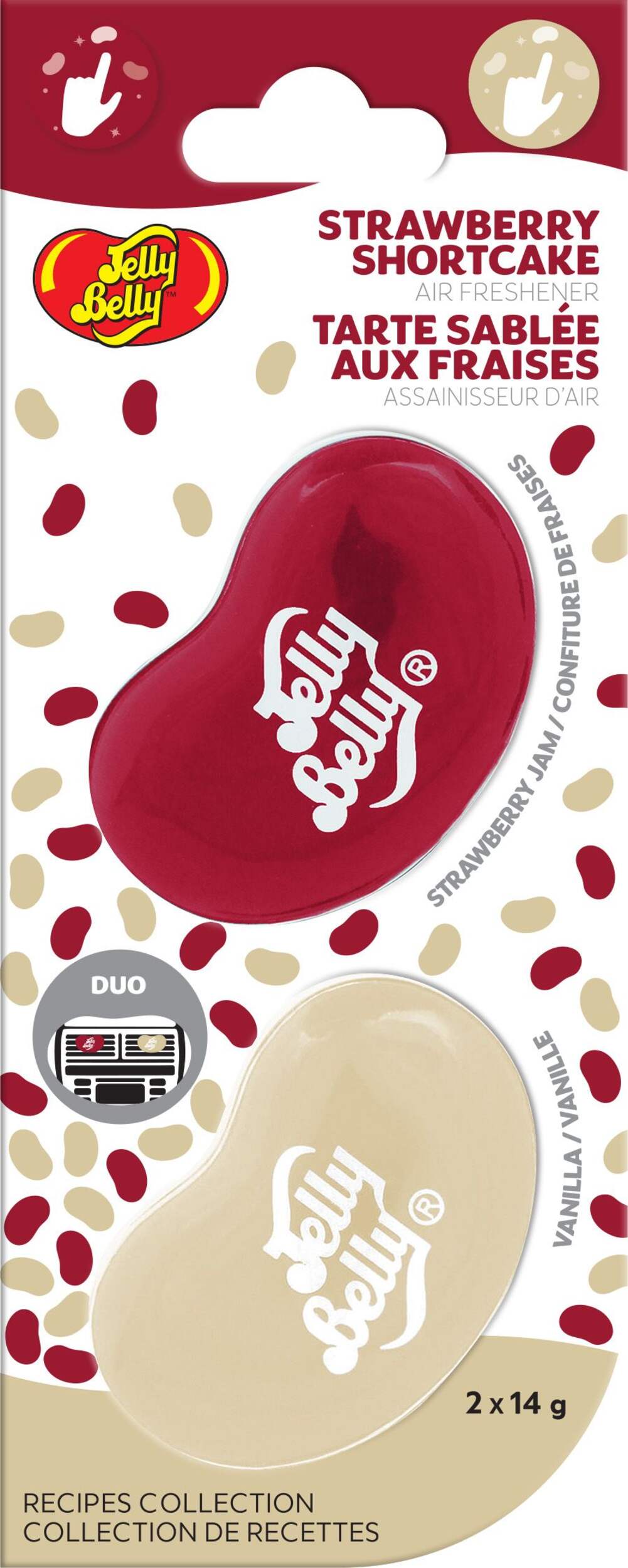 Jelly Belly Strawberry Shortcake Duo Mini Vent Clip Air Freshener, 2-pk Front_Flat