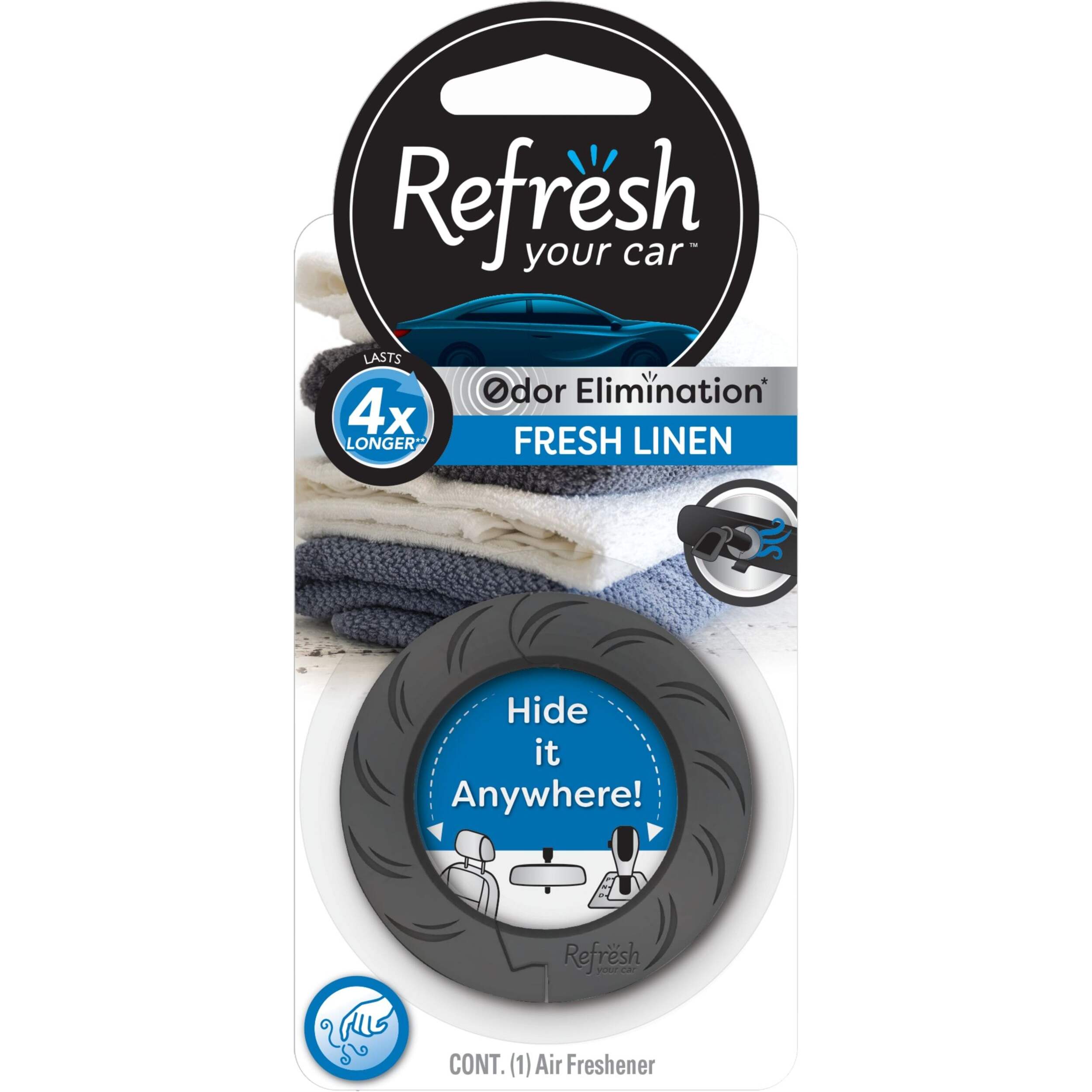 Refresh Your Car! Discrete Ring Fresh Linen Air Freshener Front_Flat