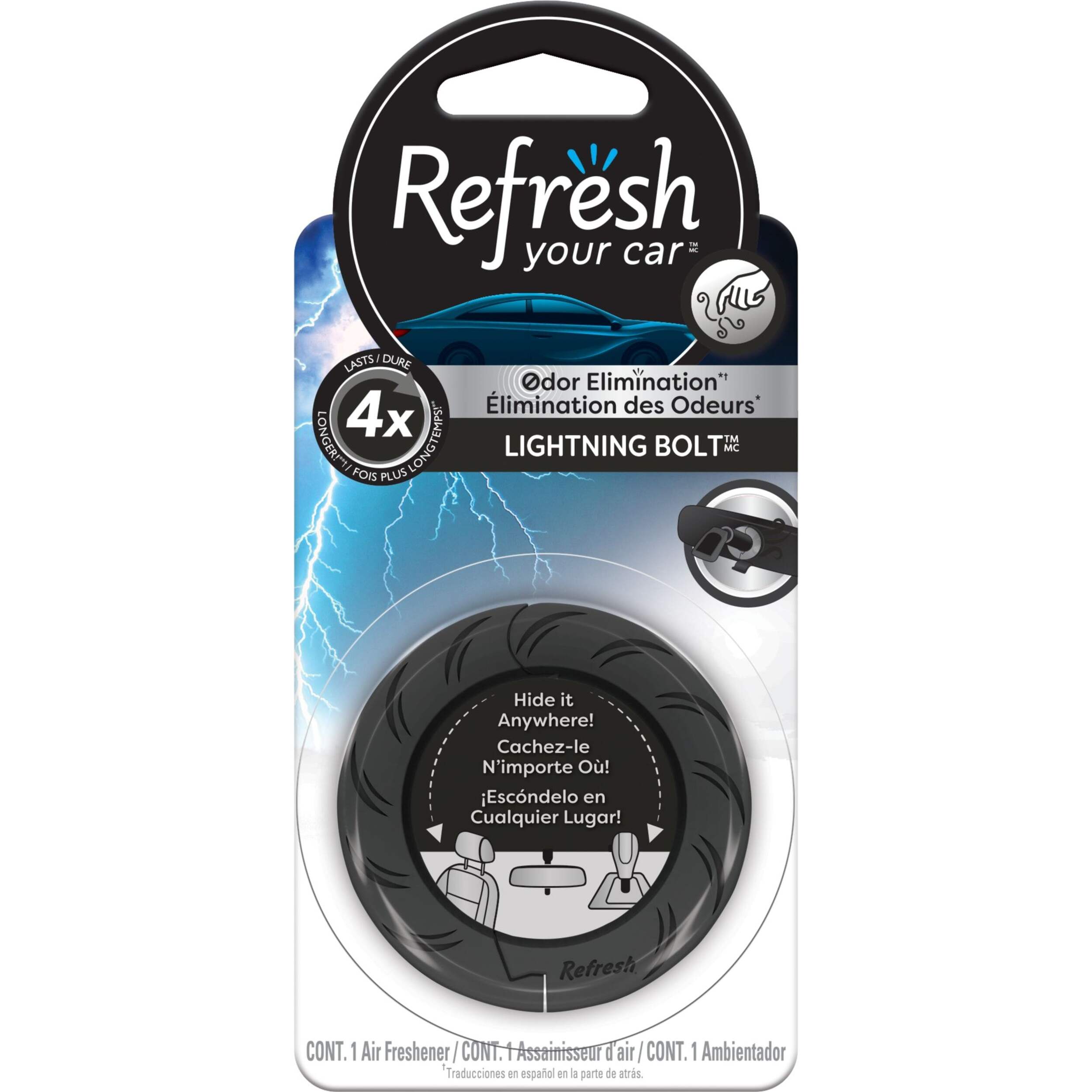 Refresh Your Car! Discrete Ring Lightning Bolt Air Freshener Front_Flat