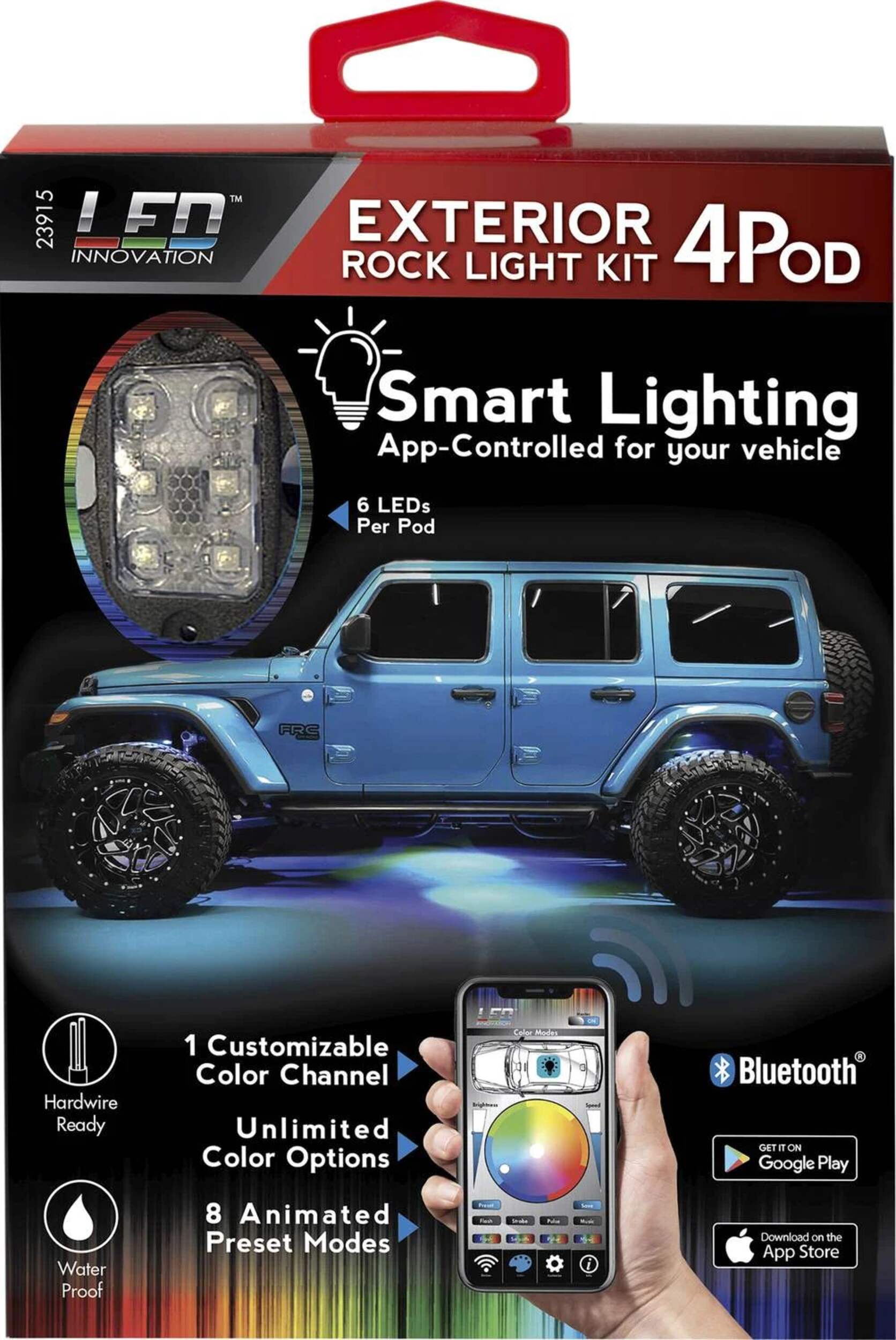 Custom Accessories 4-Pod LED Innovation RGB Exterior Rock Light Kit Front_Flat
