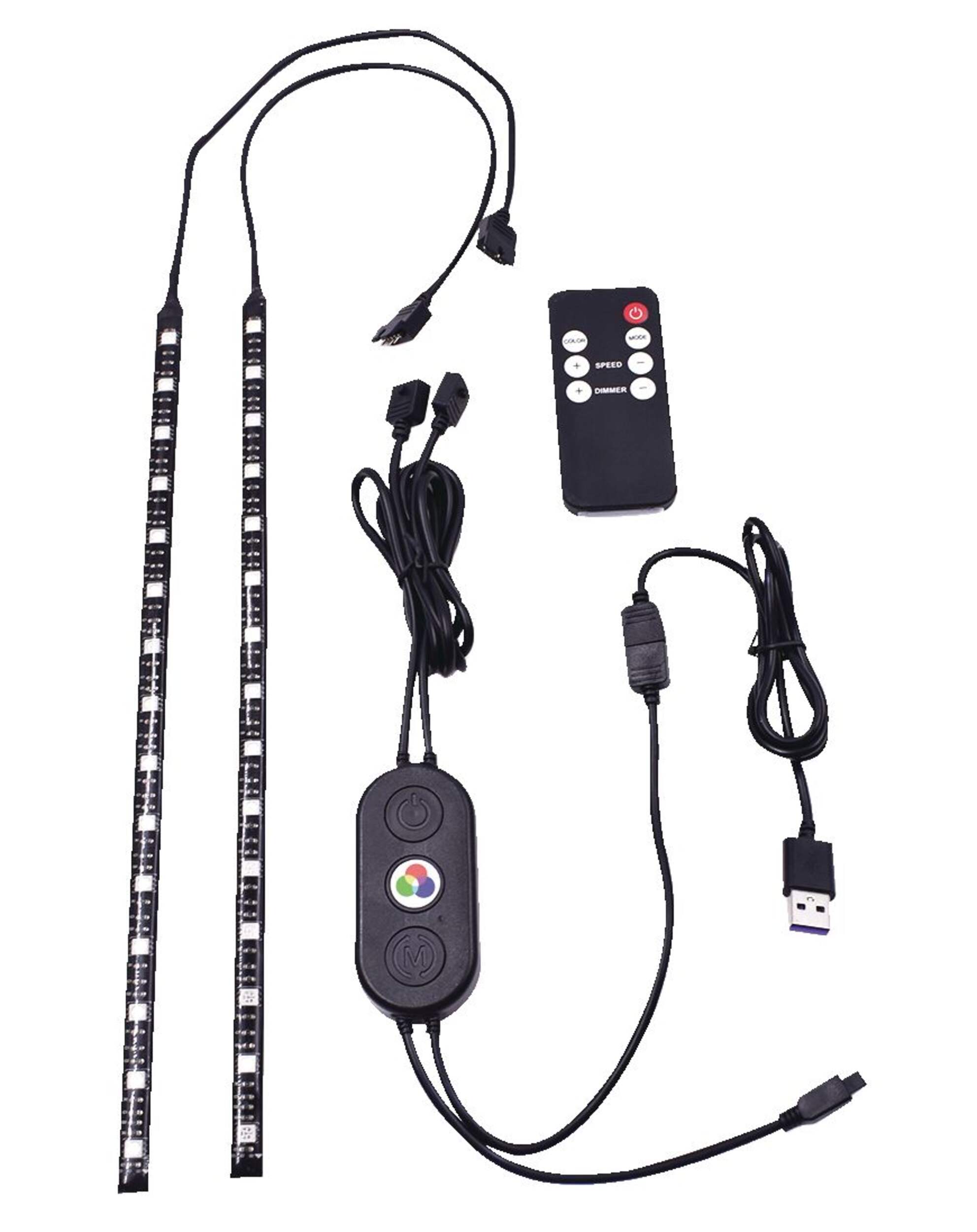 5V Multi-Colour Light Strips with Remote Control, 12-in, 2-pk Composite_or_Mixed