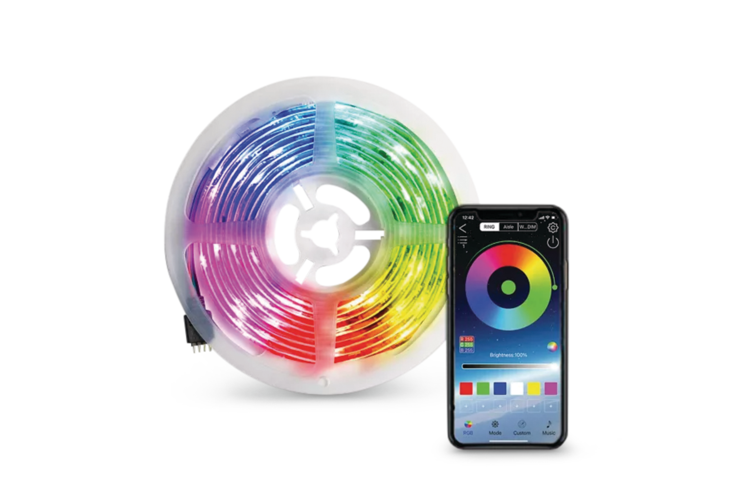 Merkury RGBIC LED Light Strip with Bluetooth, 4-m Front_Flat