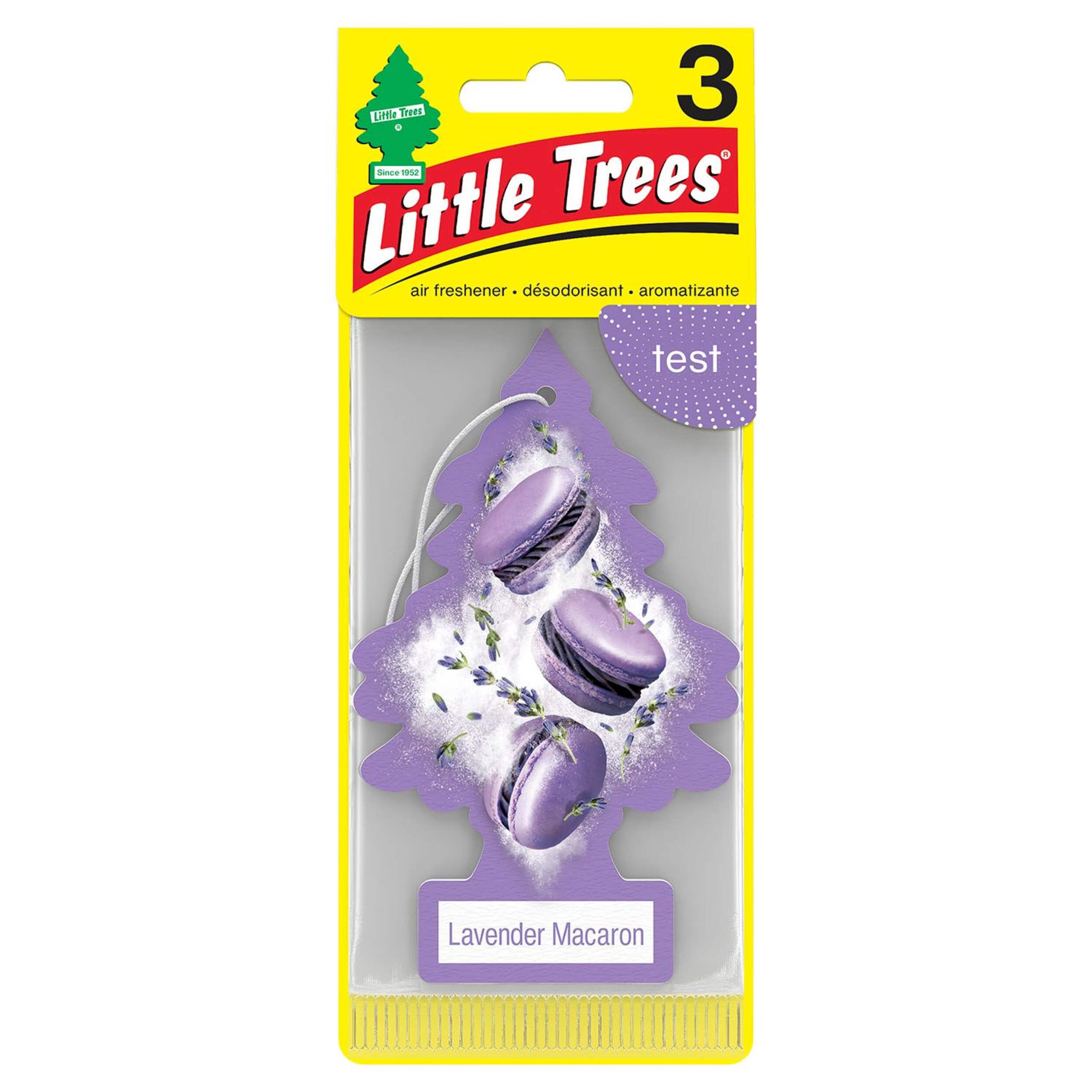 Little Trees Lavender Macaron Hanging Car Air Freshener, 3-pk Front_Flat