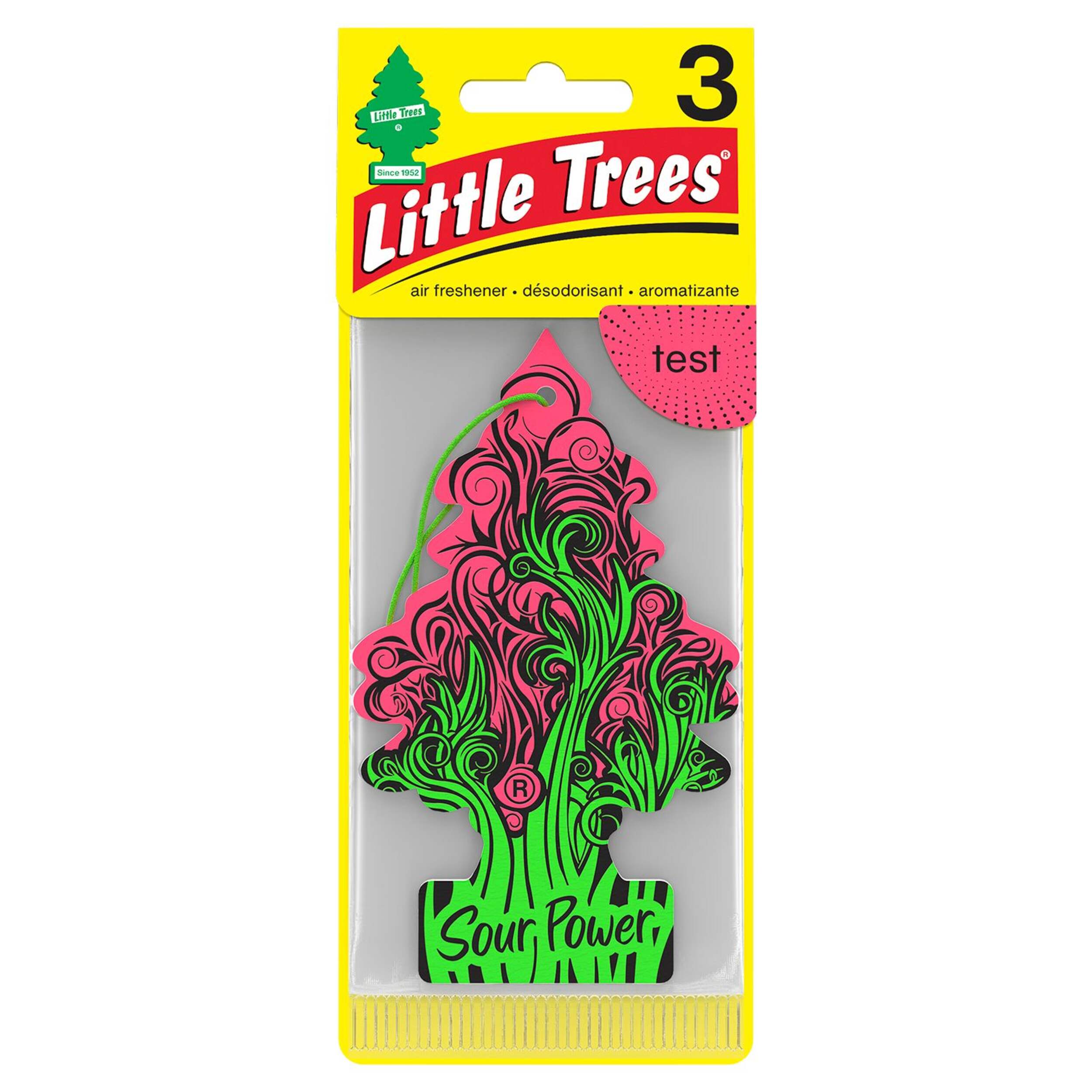 Little Trees Sour Power Hanging Car Air Freshener, 3-pk Front_Flat