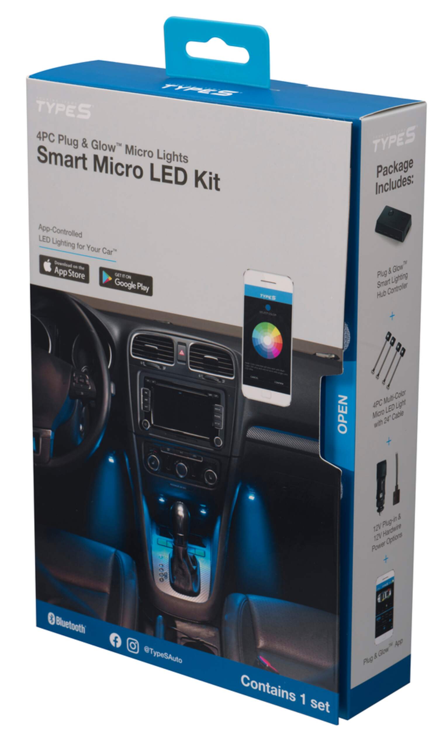 TYPE S Smart Micro Dash Light Kit with Instant Plug & Glow, 4-pc Front_Angled_Left