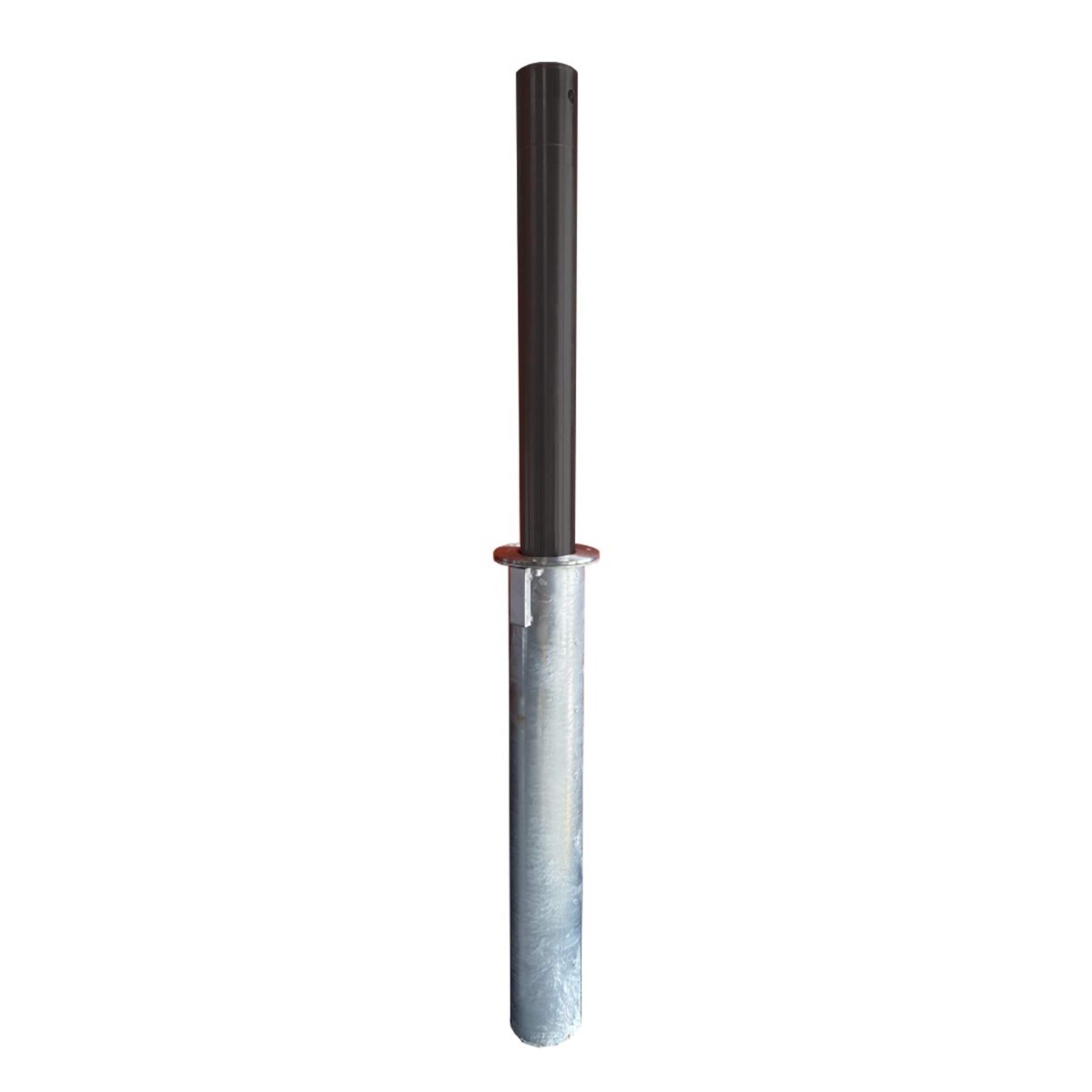 Annt Black Powder Coated Retractable Driveway Bollard Front_Flat