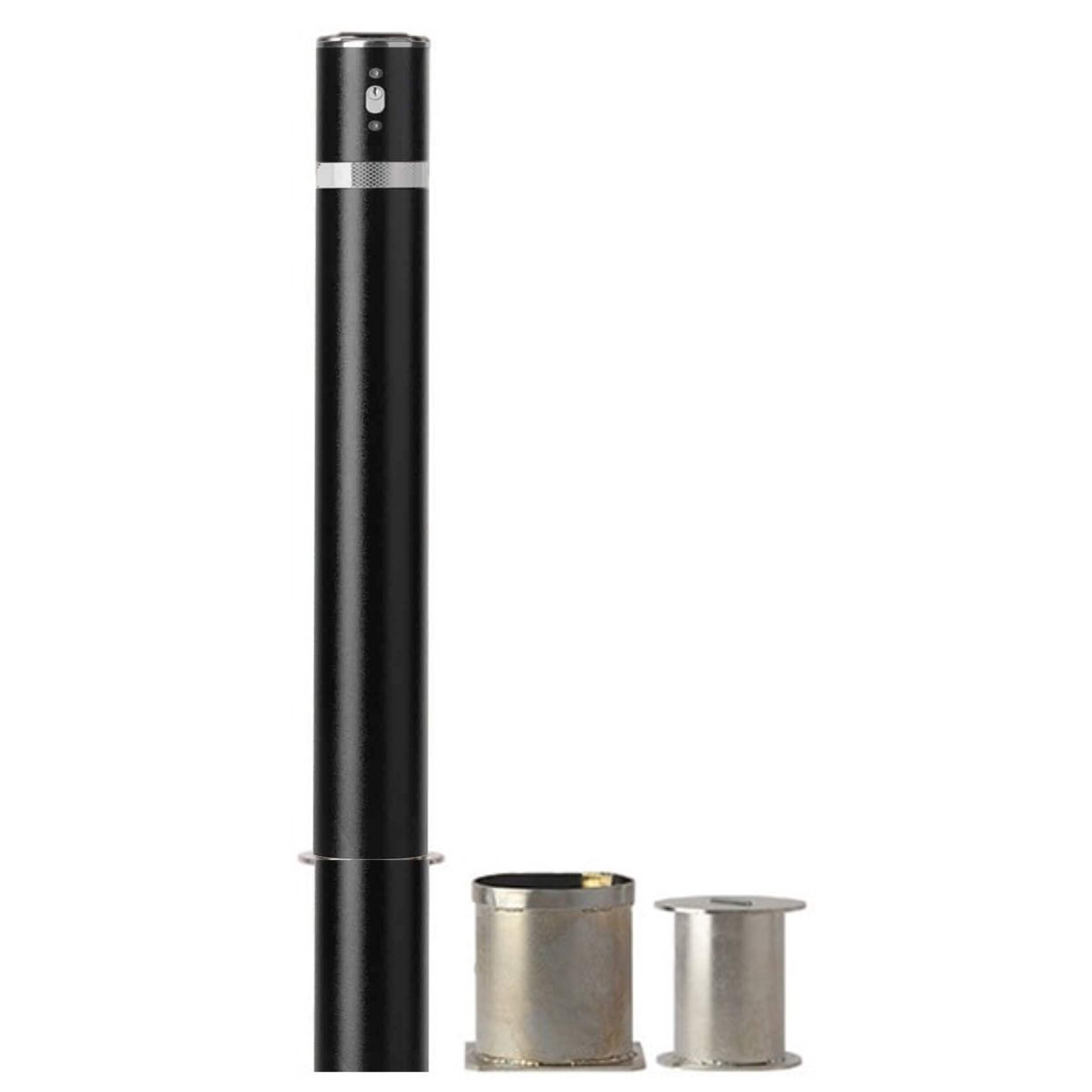 Annt Black Powder Coated Removeable Driveway Bollard Front_Flat