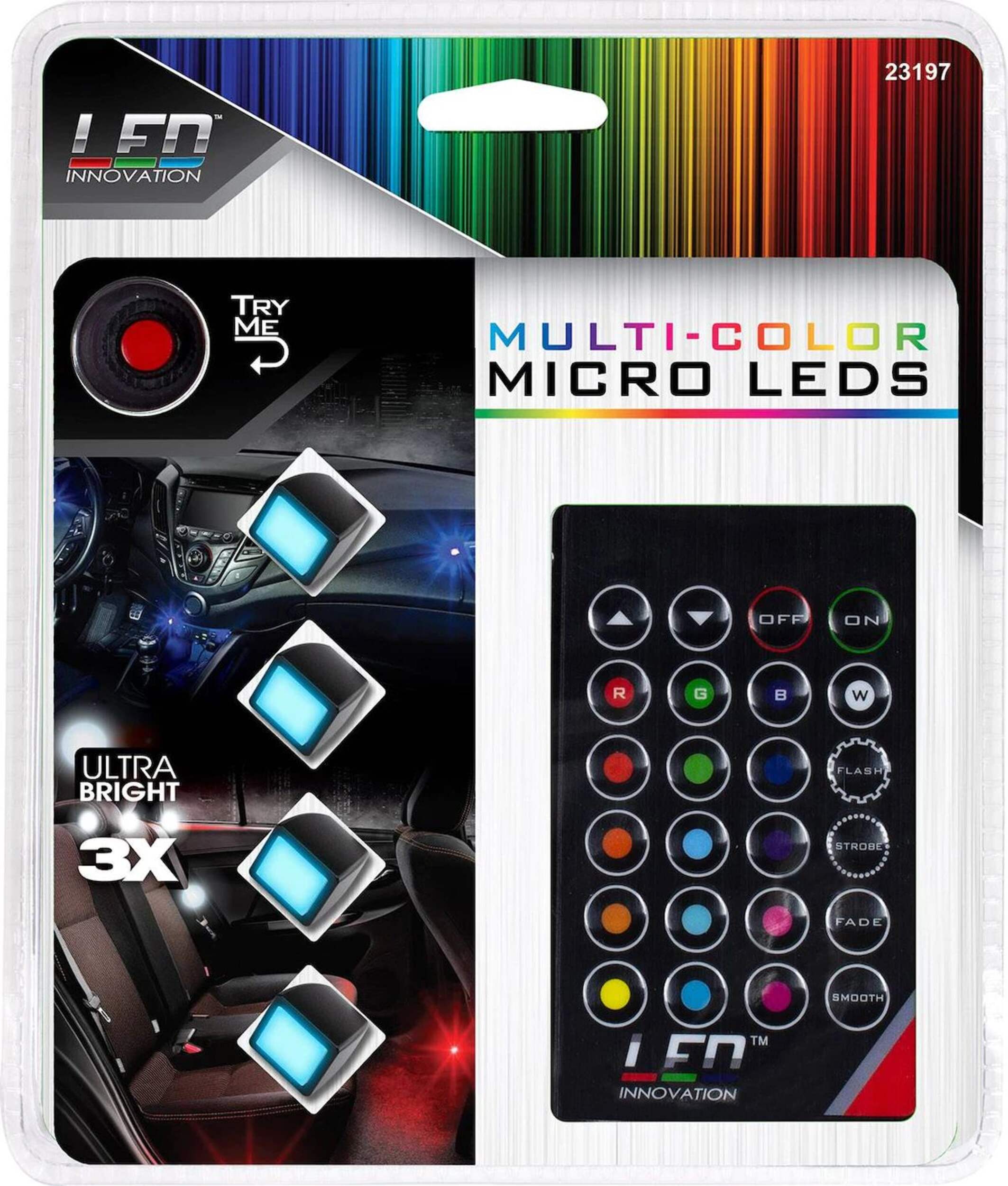 Custom Accessories LED Innovations Micro Dash Light, Multi-Colour, 4-pc Front_Flat