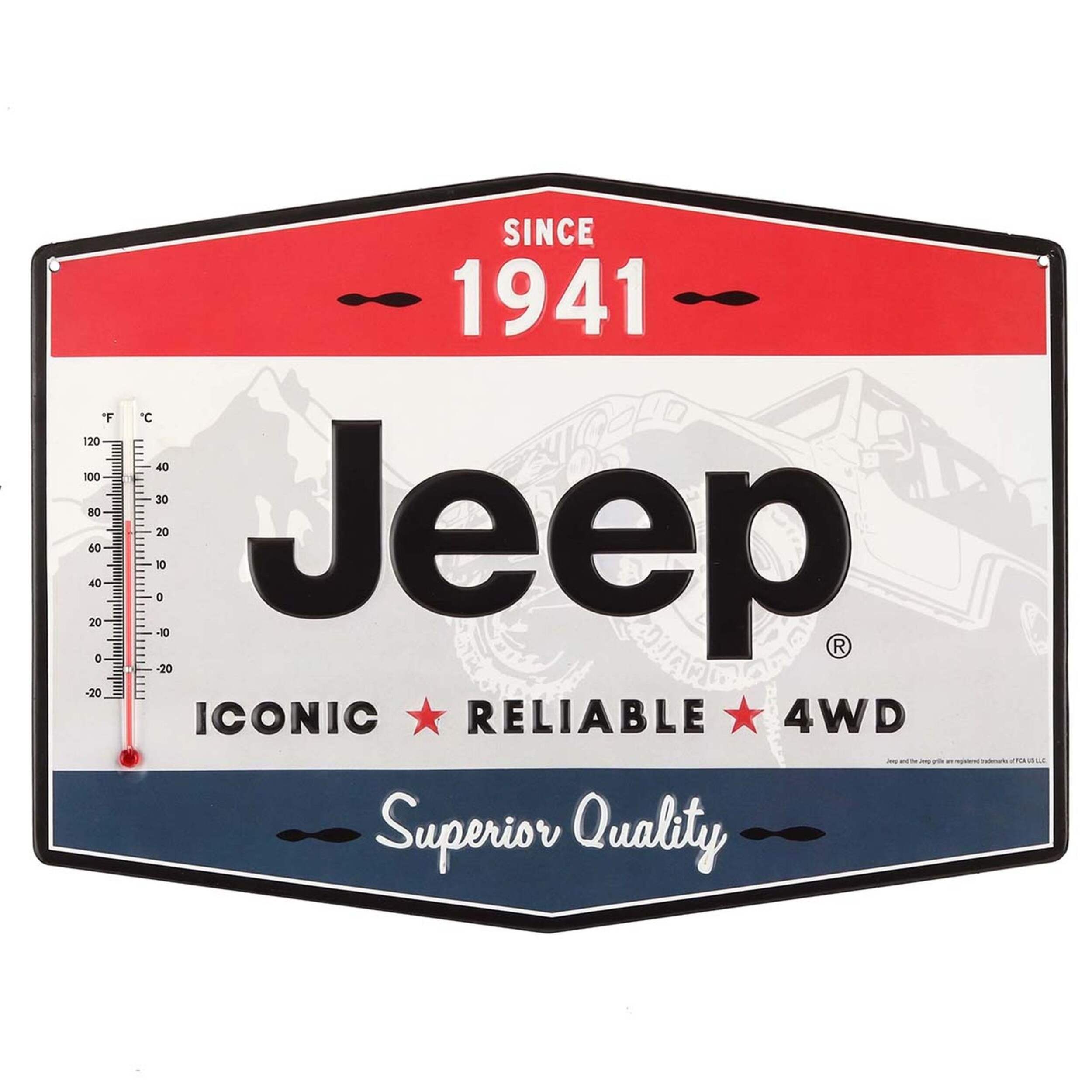 Plaque en métal de thermomètre Jeep Front_Flat