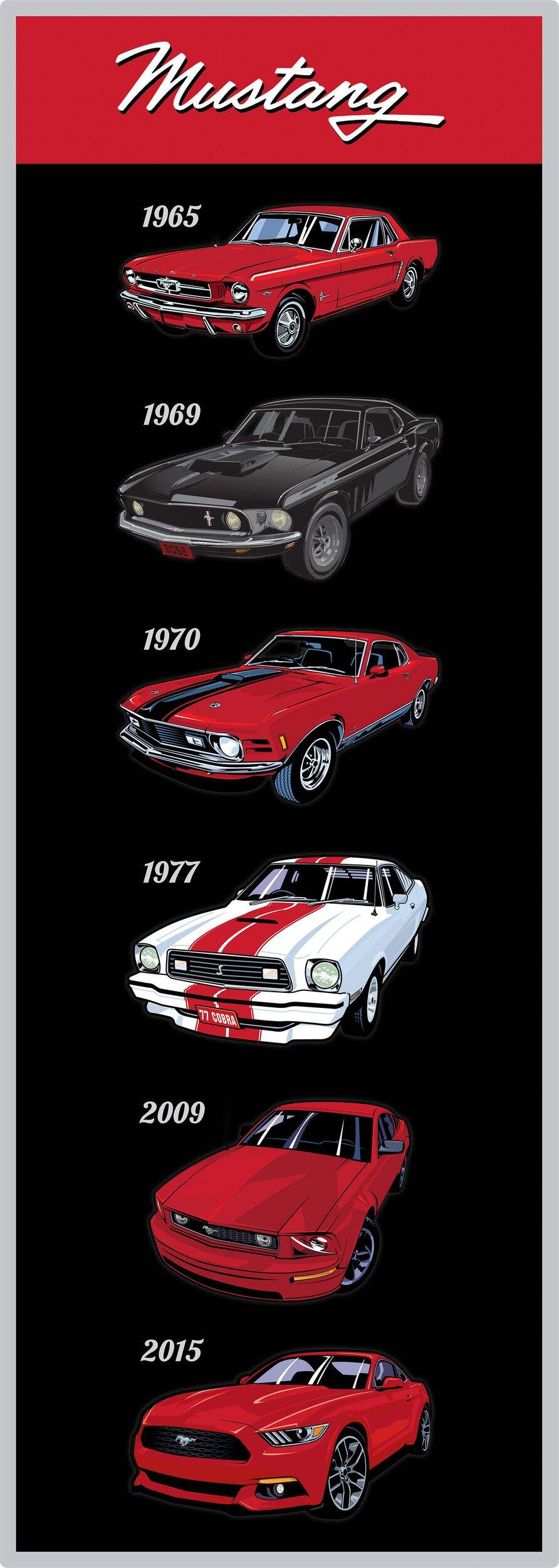 Écriteau en bois, évolution de Ford Mustang Front_Flat