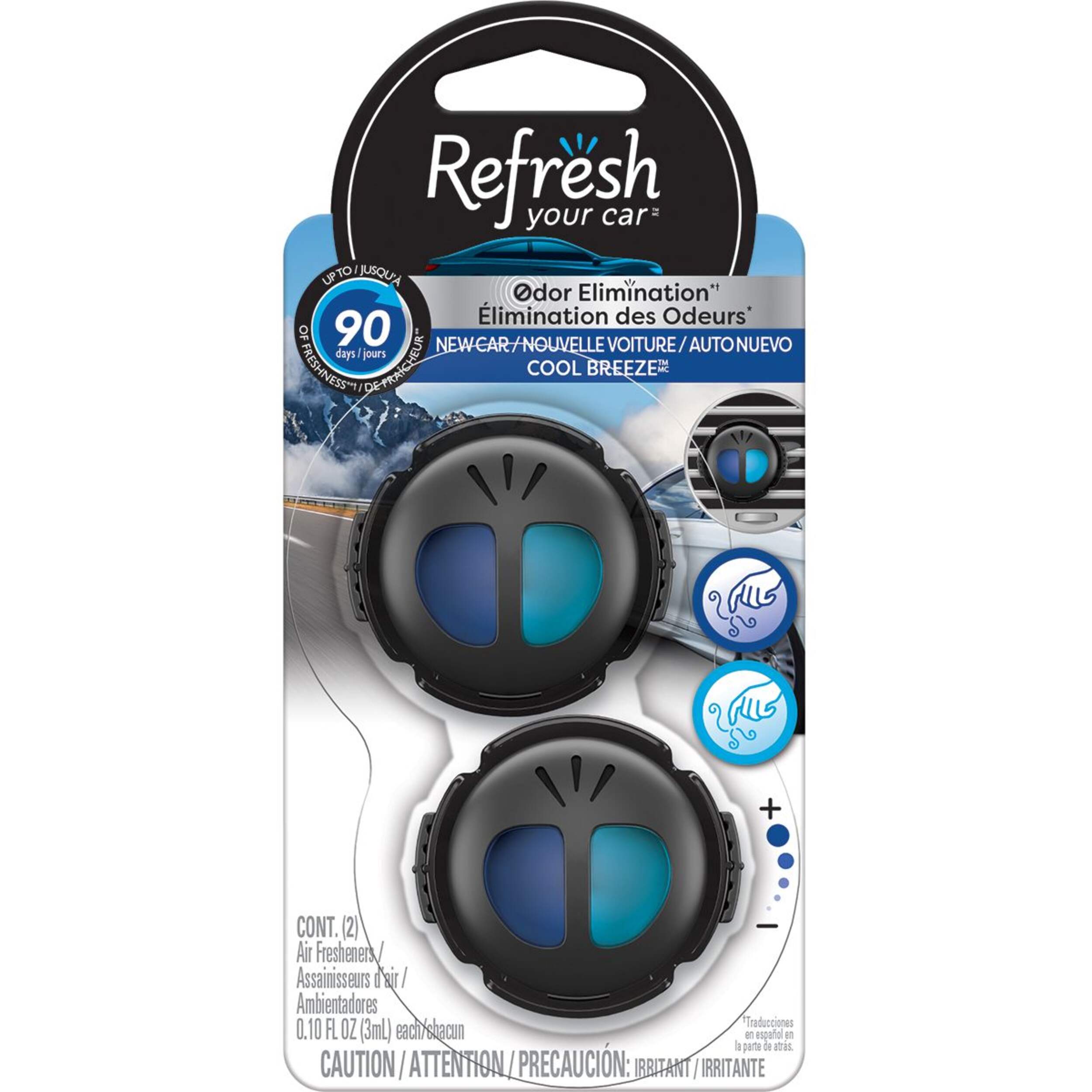 Refresh Your Car! Dual Scent New Car/Cool Breeze Vent Clip, 2-pk Front_Flat