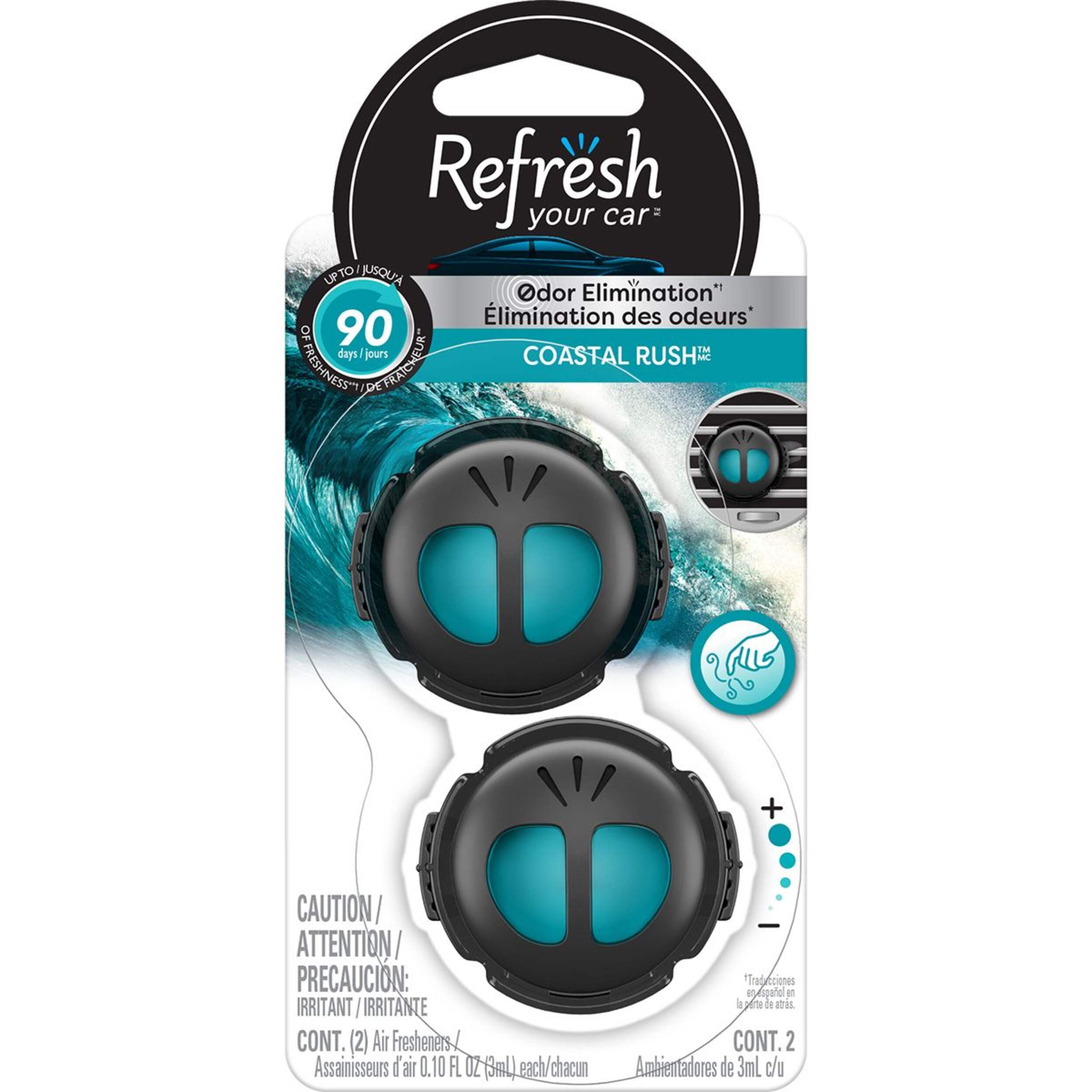 Pince à bouche d'air Refresh Your Car, Coastal Rush, paq. 2 Front_Flat