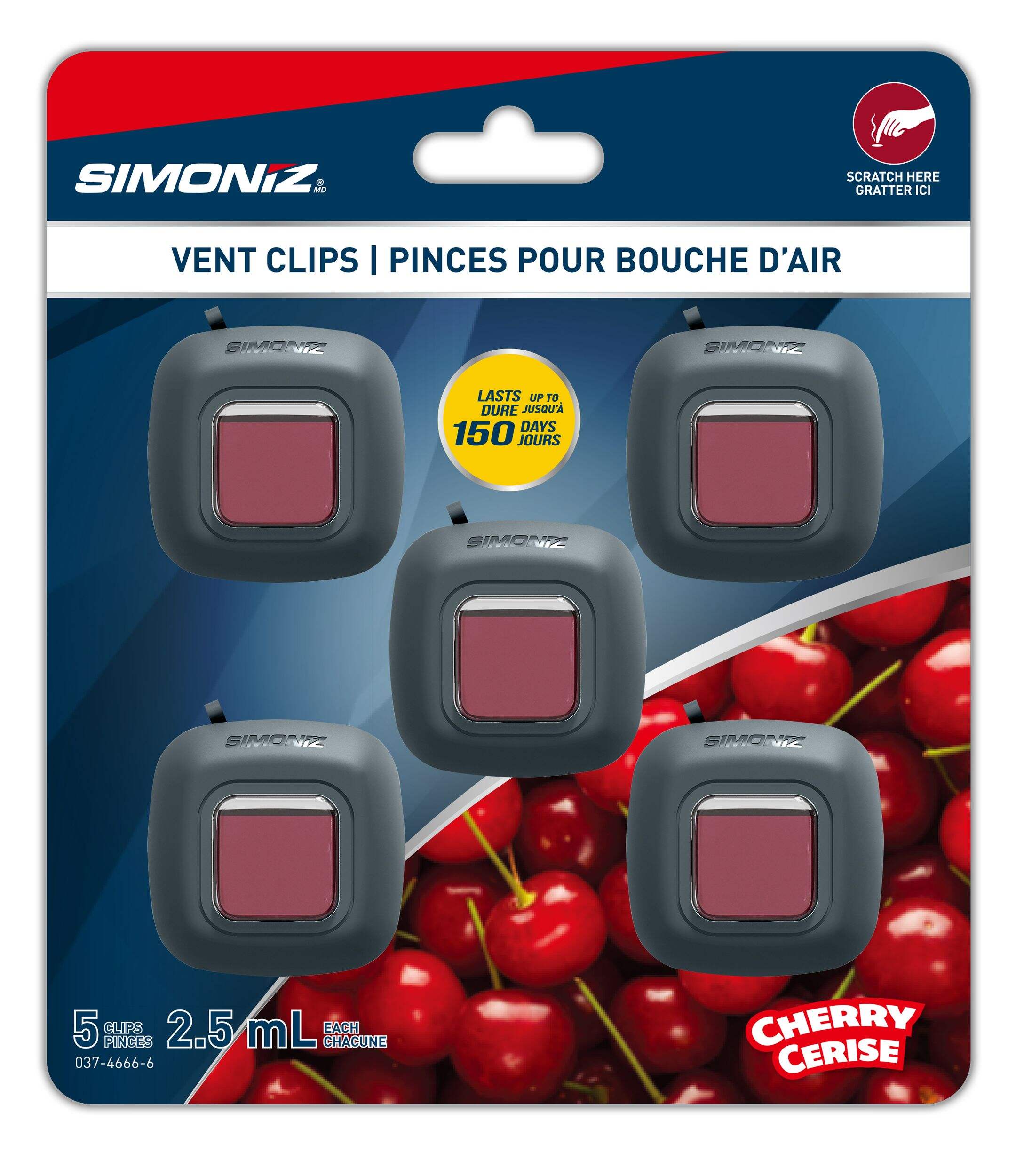 Simoniz Cherry Vent Clip Air Freshener, 5-pk Front_Flat