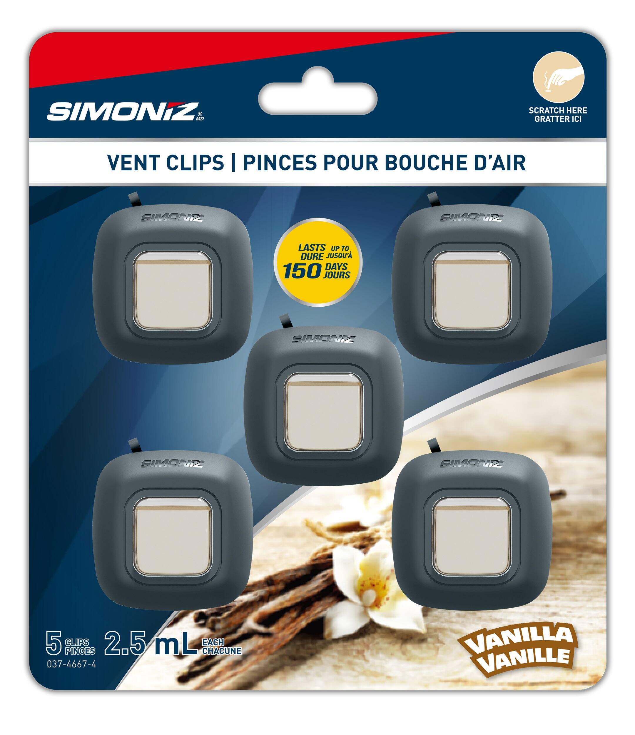 Simoniz Vanilla Vent Clip Air Freshener, 5-pk Front_Flat
