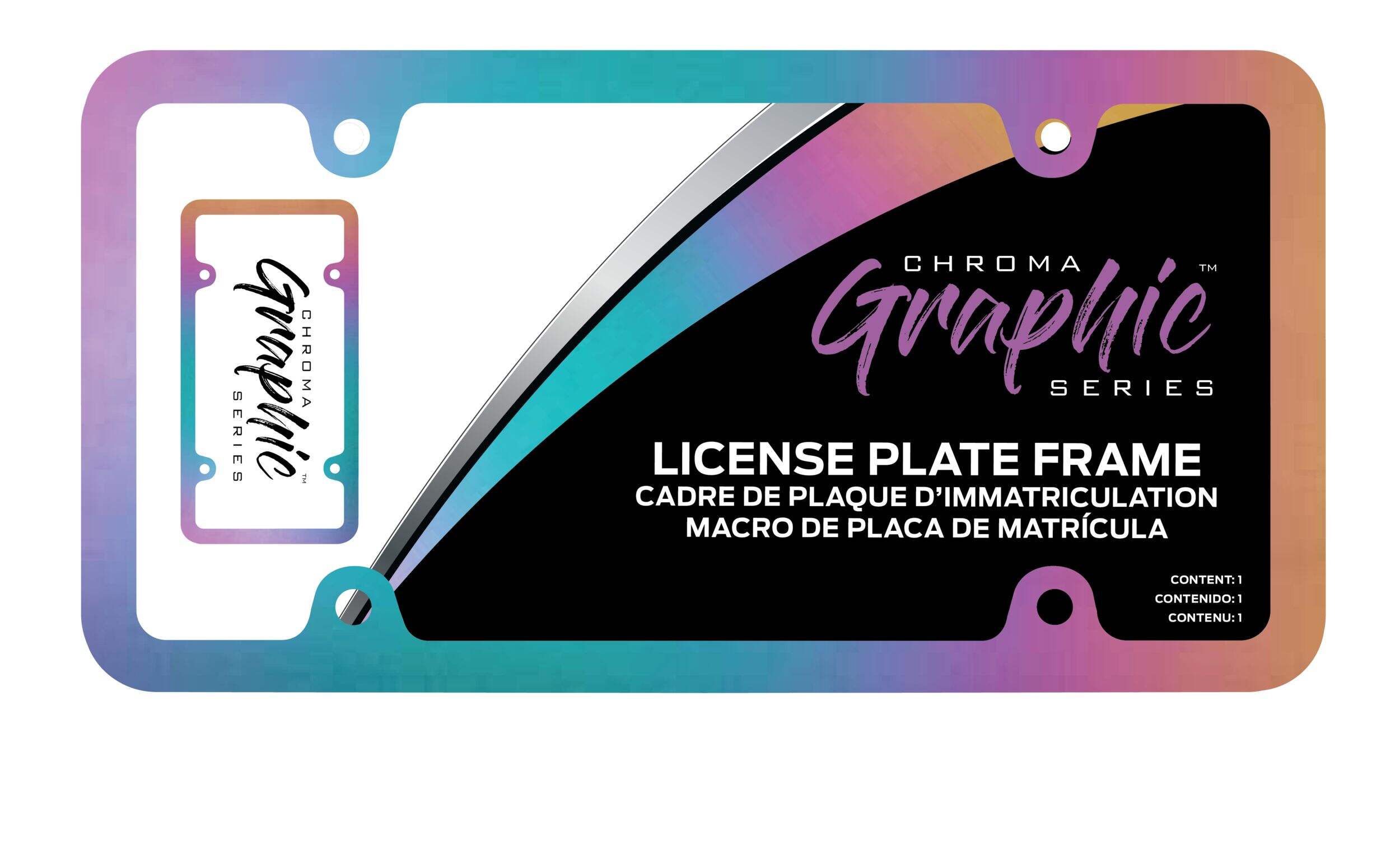 Cadre de plaque d'immatriculation en métal Chroma Rainbow Front_Flat