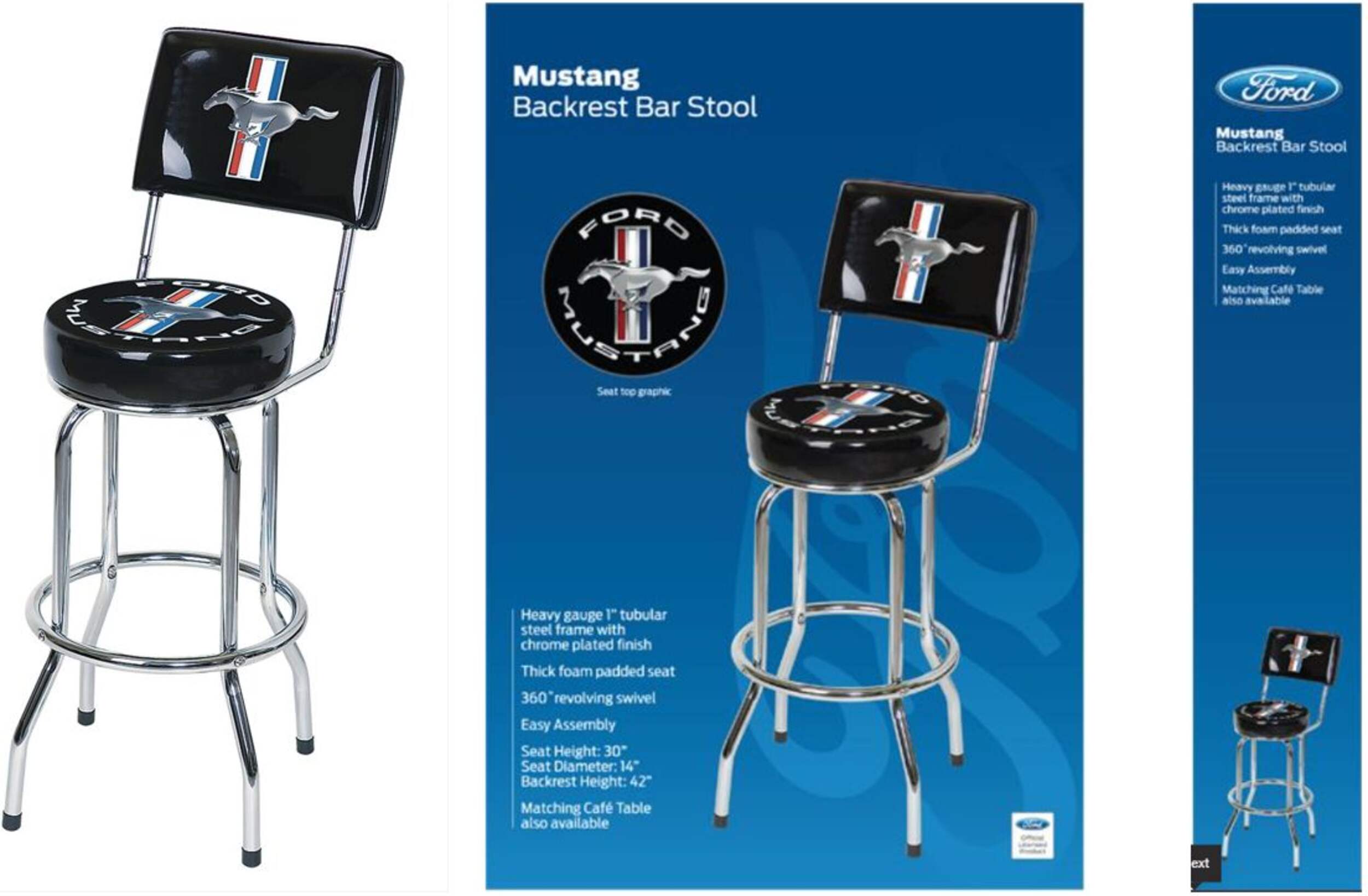 Mustang Swivel Bar Stool with Backrest Canadian Tire