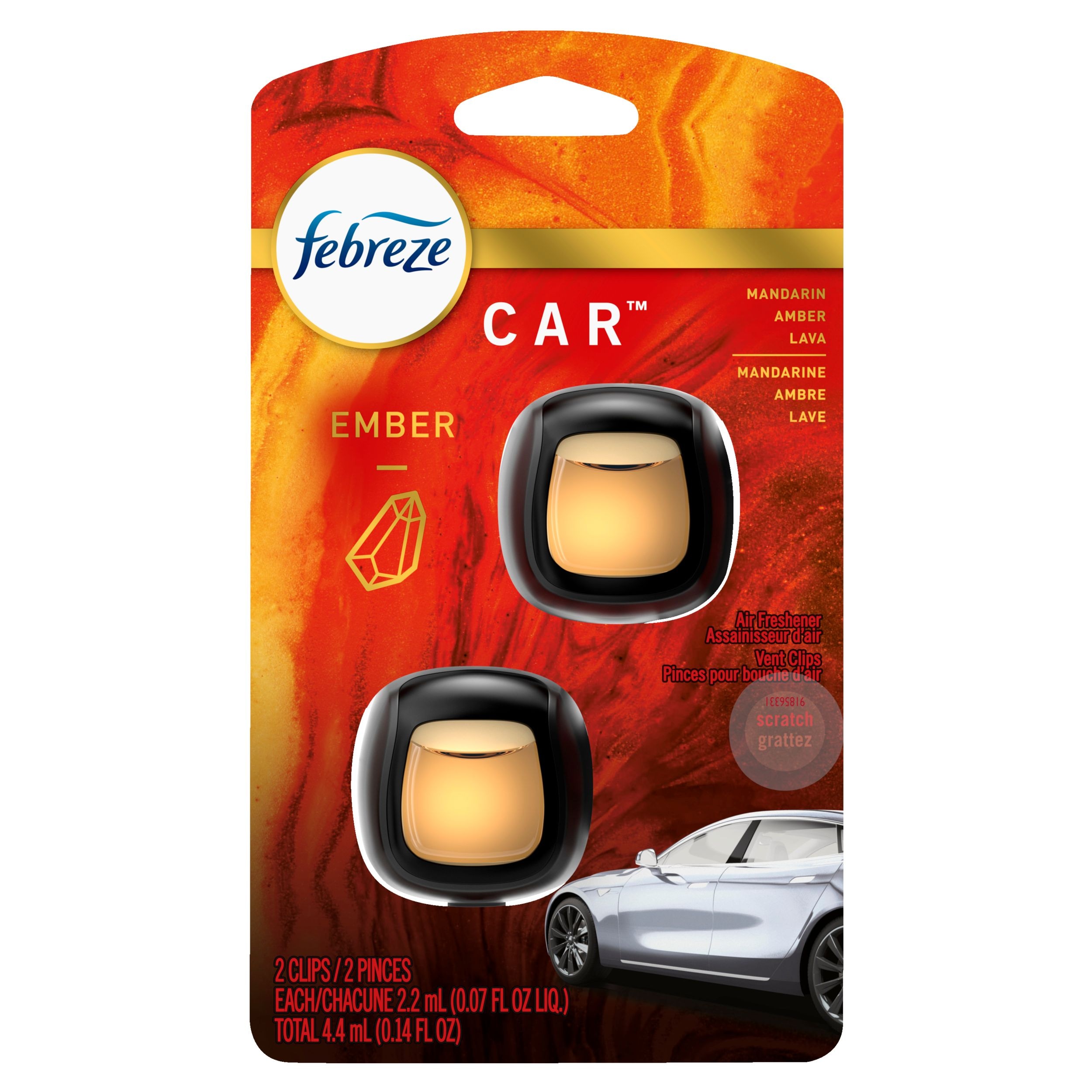 Febreze Car Ember Scent Air Freshener Vent Clip, 2.2 mL, 2 Count ...