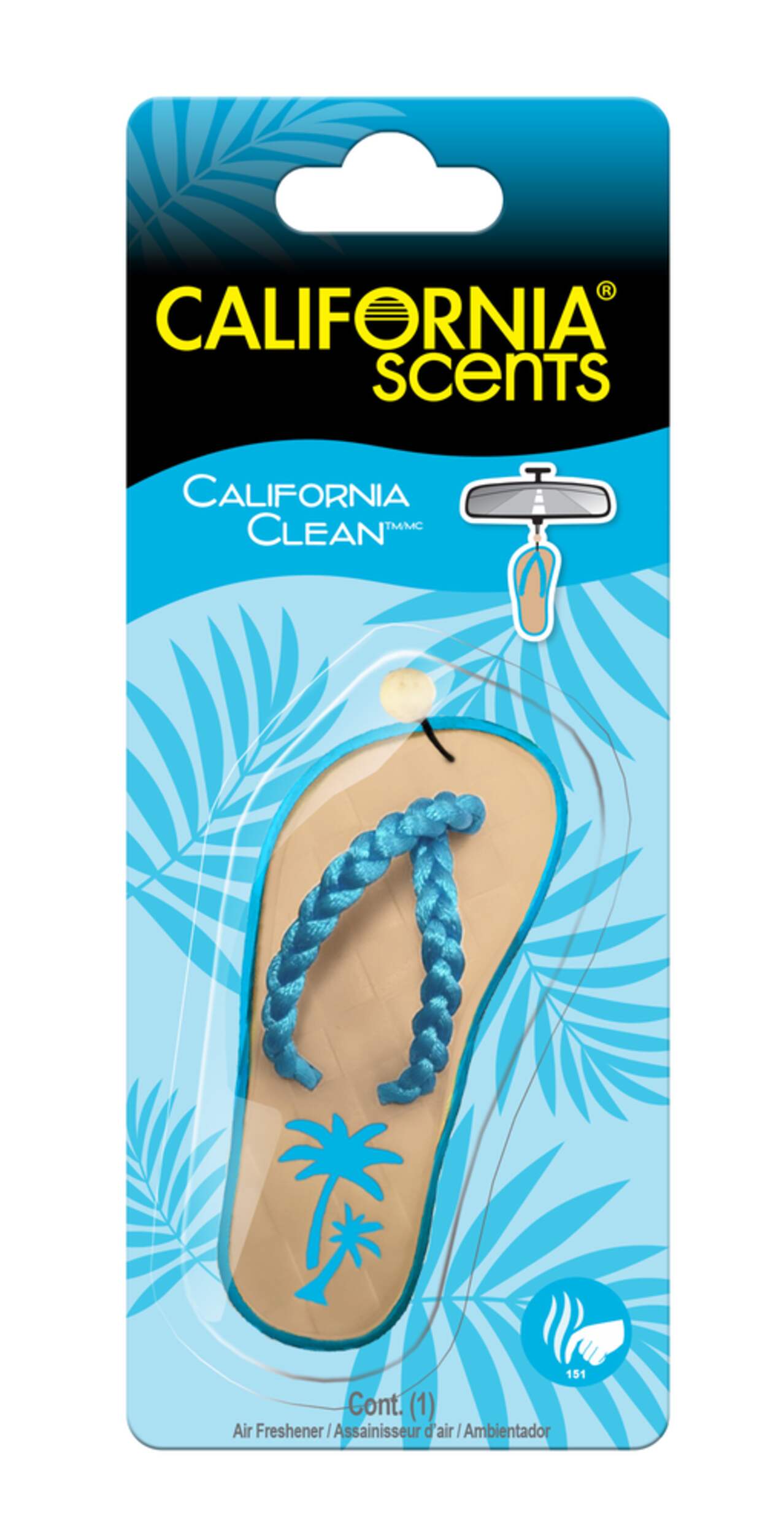 California Scents Sandal Air Freshener, California Clean, 1-pk Front_Flat