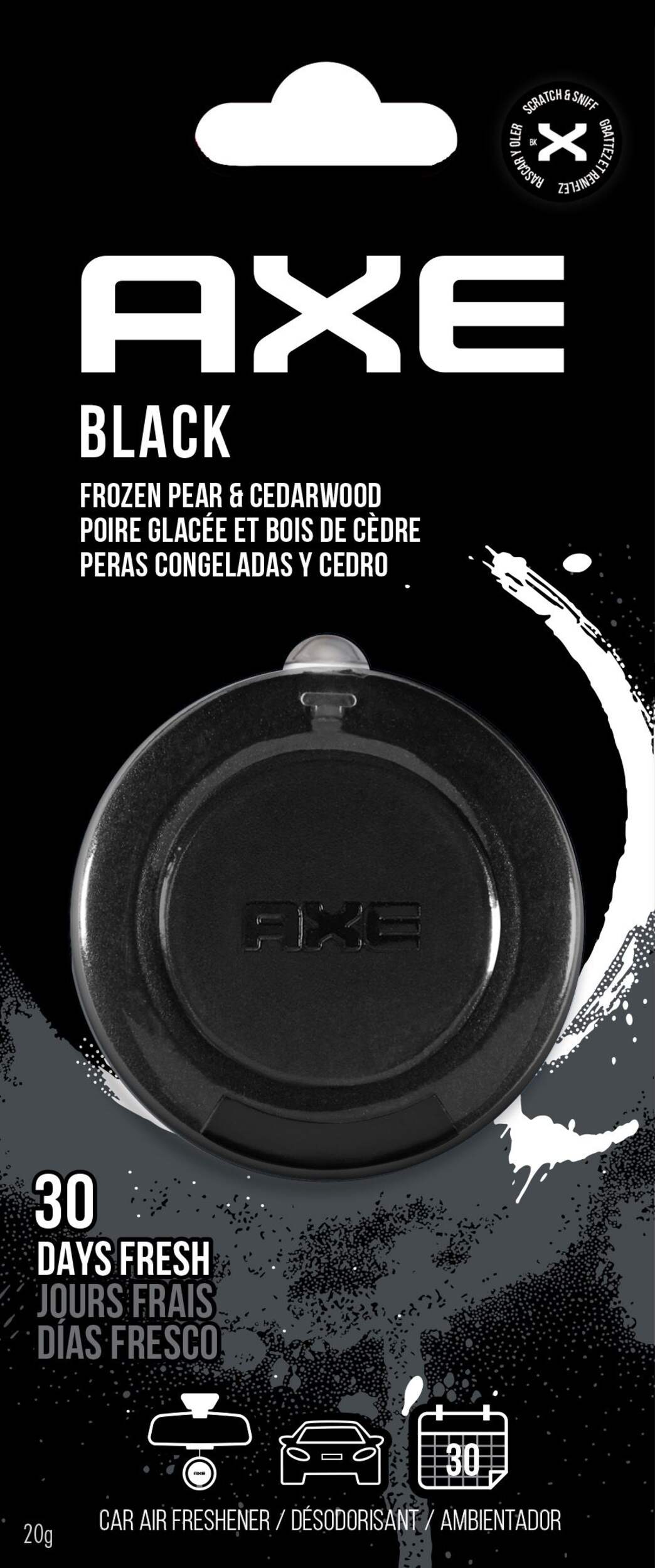 AXE Black Vent Clip Car Air Freshener, Frozen Pear & Cedarwood, 1-pk Front_Flat