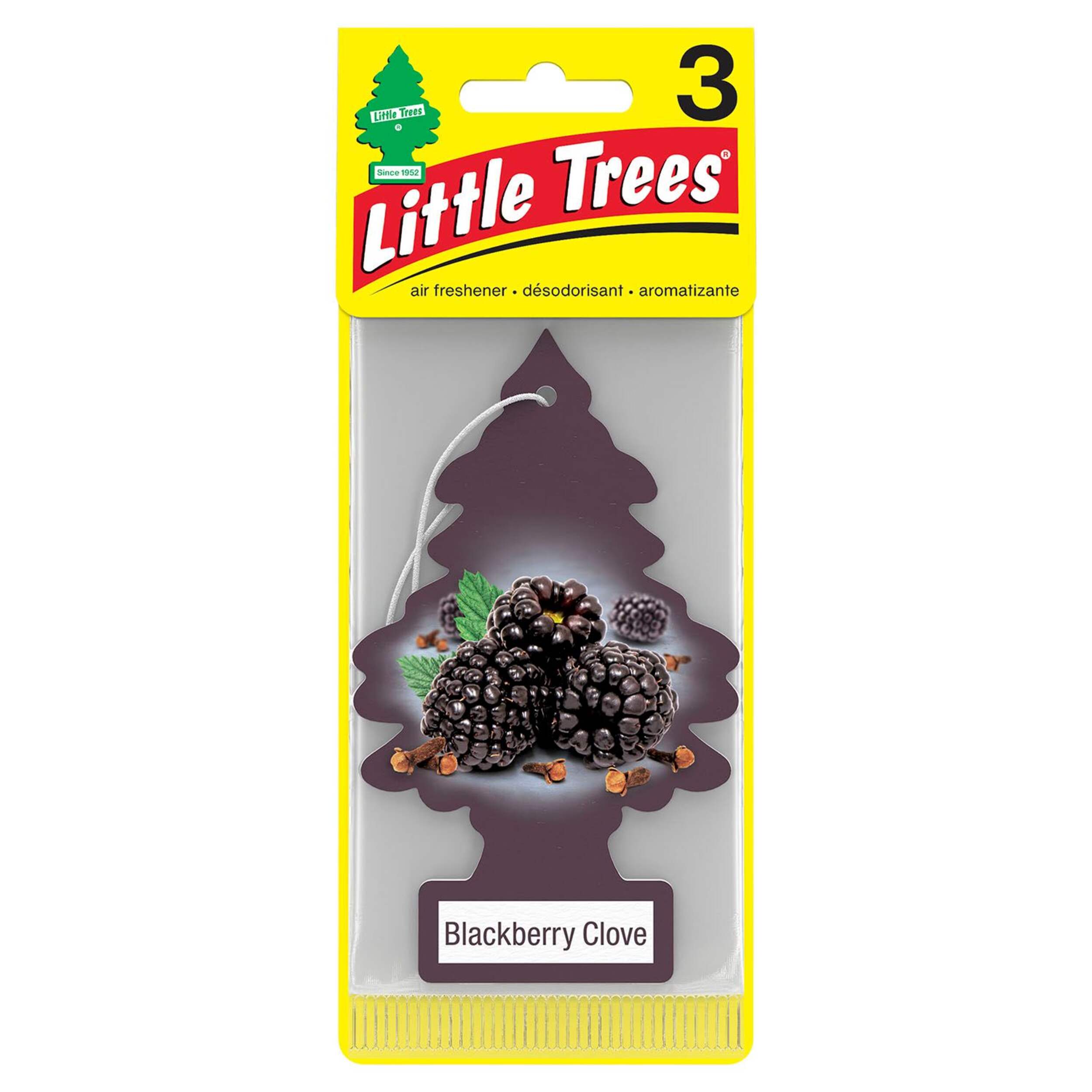 Little Trees Hanging Air Freshener, Blackberry Clover, 3-pk Front_Flat