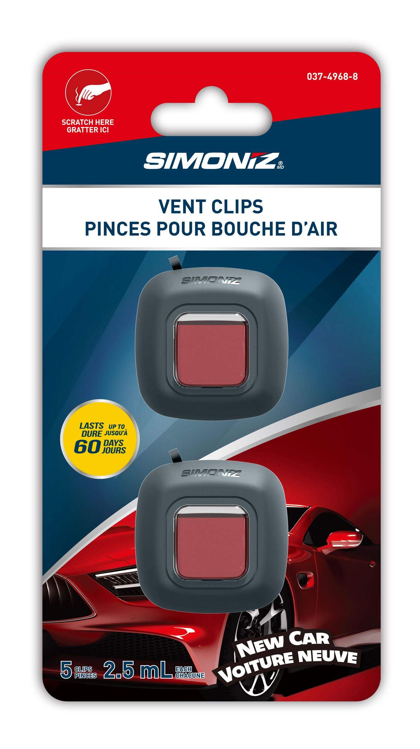Simoniz Vent Clip Car Air Freshener, New Car Scent, 2-pk Front_Flat