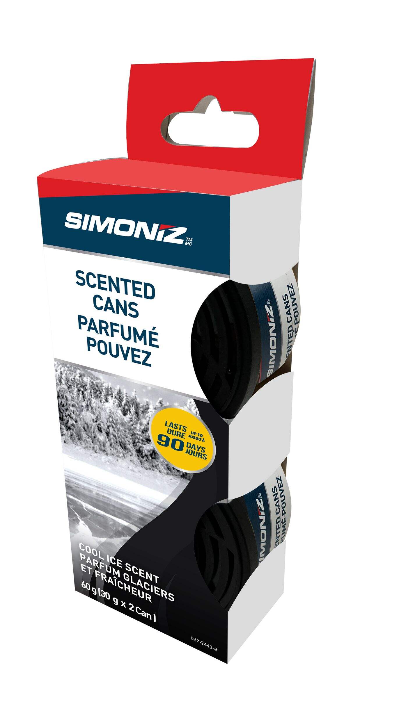 Simoniz Fiber Can Car Air Freshener, Cool Ice Scent, 2-pk Front_Three_Fourths_Angled_Left