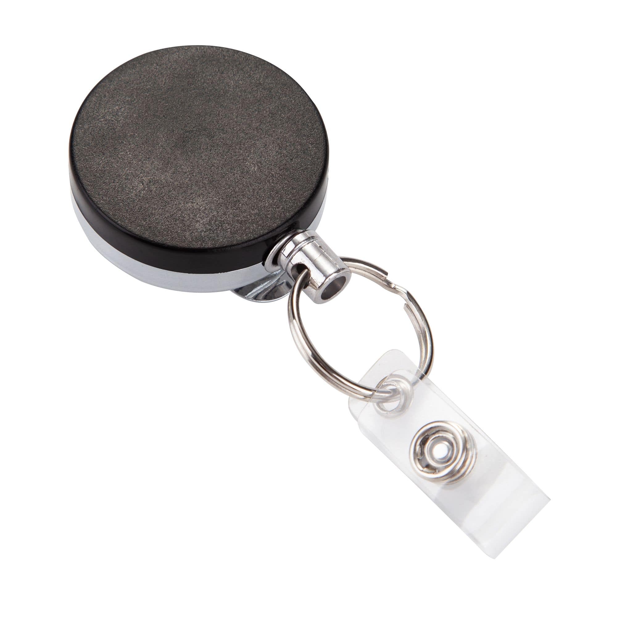 Black Solid Carabiner Card Reels with Belt and Key Rings (Pack of 50) 