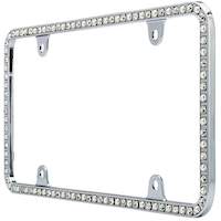 Cruiser Pearlesque License Plate Frame, Chrome/Clear Front_Angled_Left
