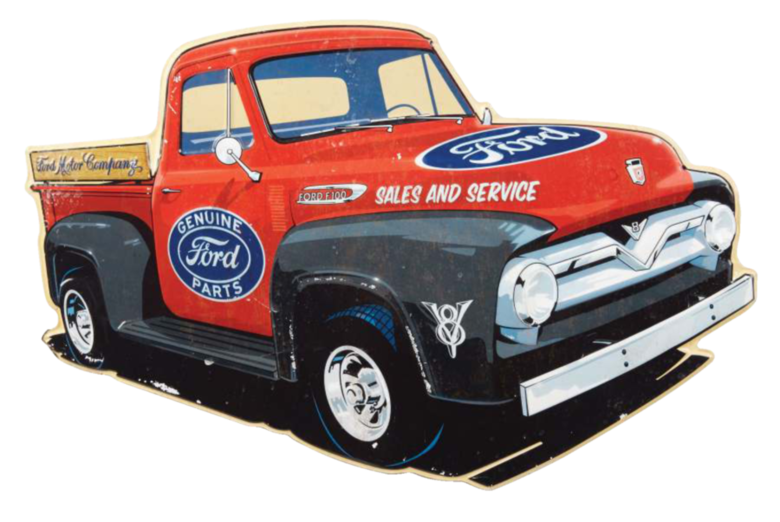 Ford Truck Metal Cut-Out Sign Front_Angled_Right