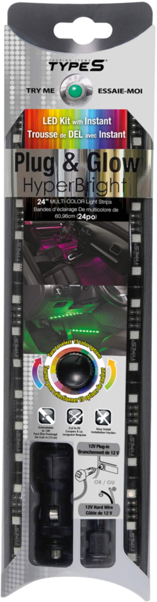 Trousse d'éclairage Plug & Glow HyperBright, multicolore, 24 po Front_Flat